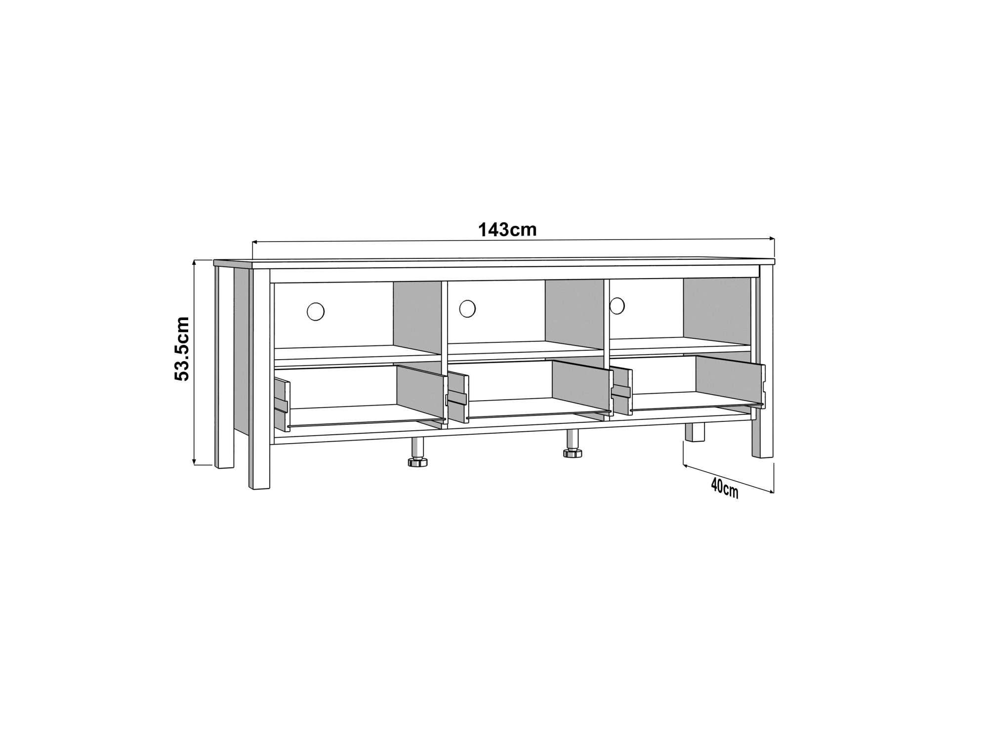 Home affaire Table basse »BEDFORD, TV-Board, TV-Kommode, TV-Schrank, TV-Unterschrank, TV-Möbel« Profil MDF 2D recouvert, marquage à chaud