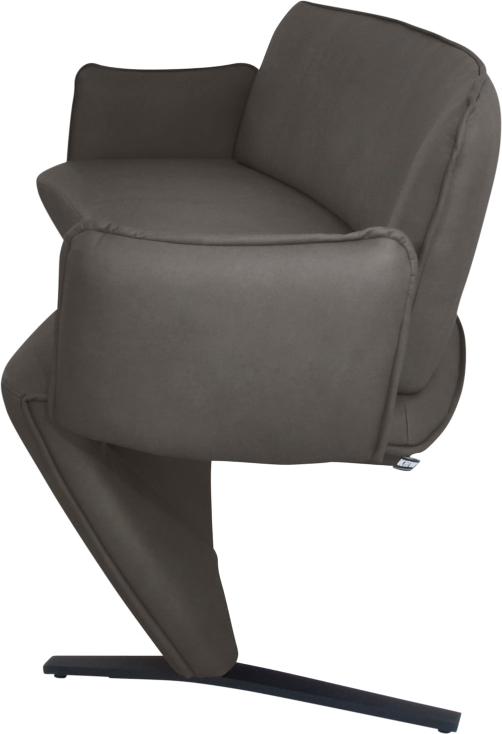K+W Komfort & Wohnen Banc rembourré Banc segment légèrement arrondi en cuir de haute qualité, avec accoudoirs