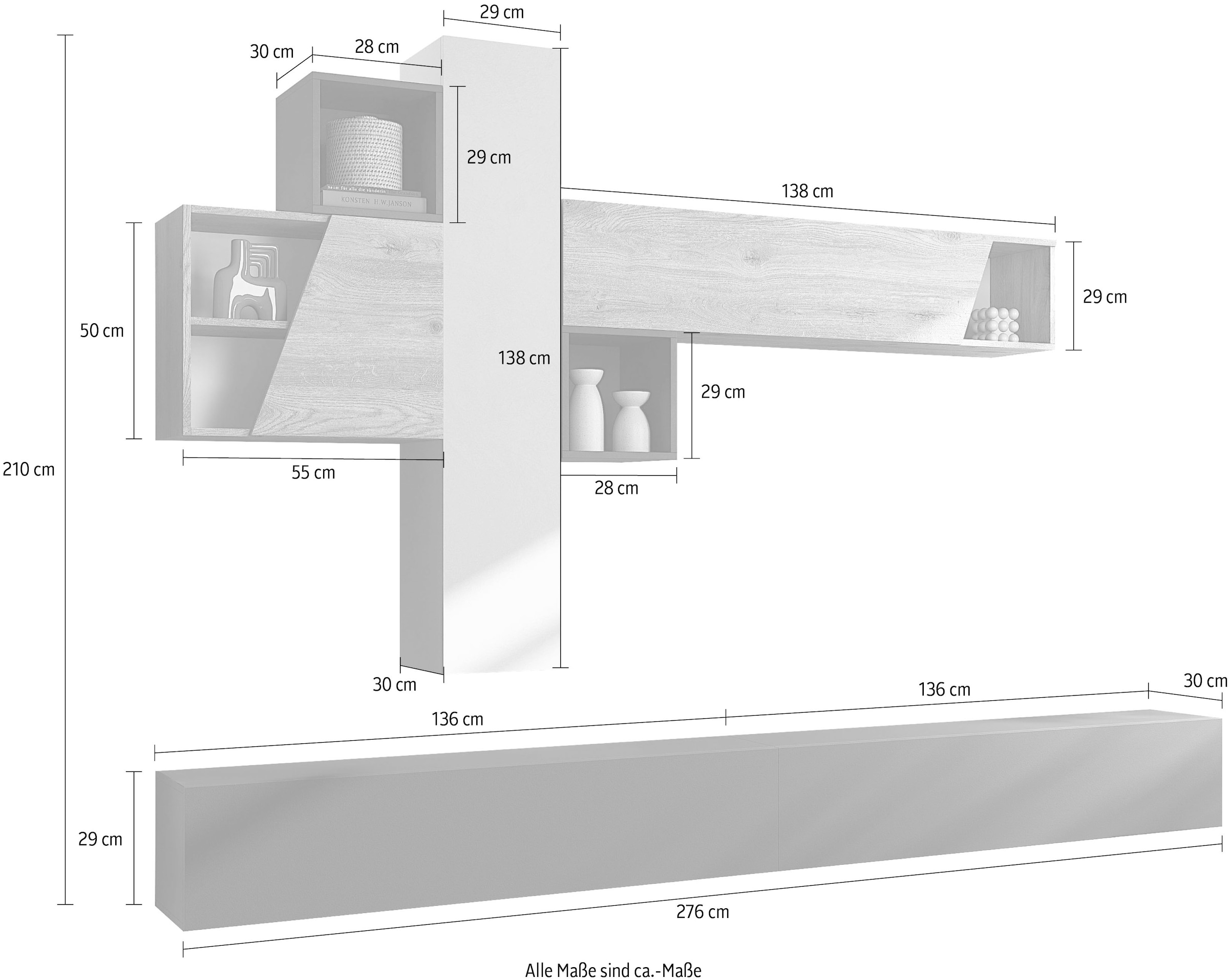 INOSIGN Wohnwand »Infinity, 6tlg. Breite 276 cm, moderne Mediawand« 6 Stk. tlg.
