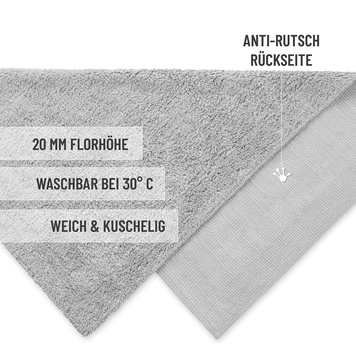 Wecon home Basics Tapis de bain »Erik« Höhe 20 mm lavable, antidérapant, très doux, résistant, facile d'entretien