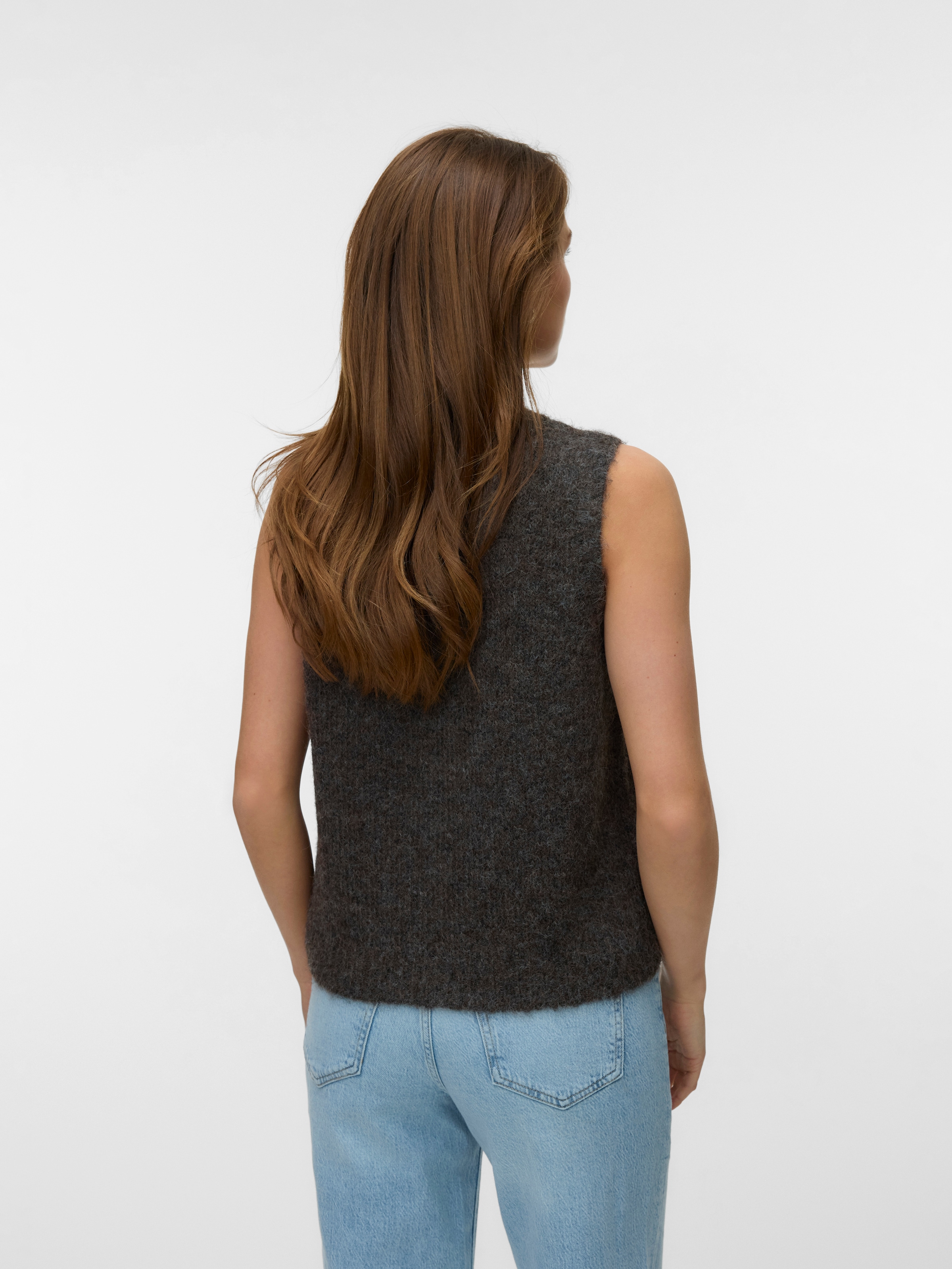 Vero Moda Gilet tricoté »VMNOVAH SL O-NECK BUTTON VEST NOOS« mélange de matières, coupe ample