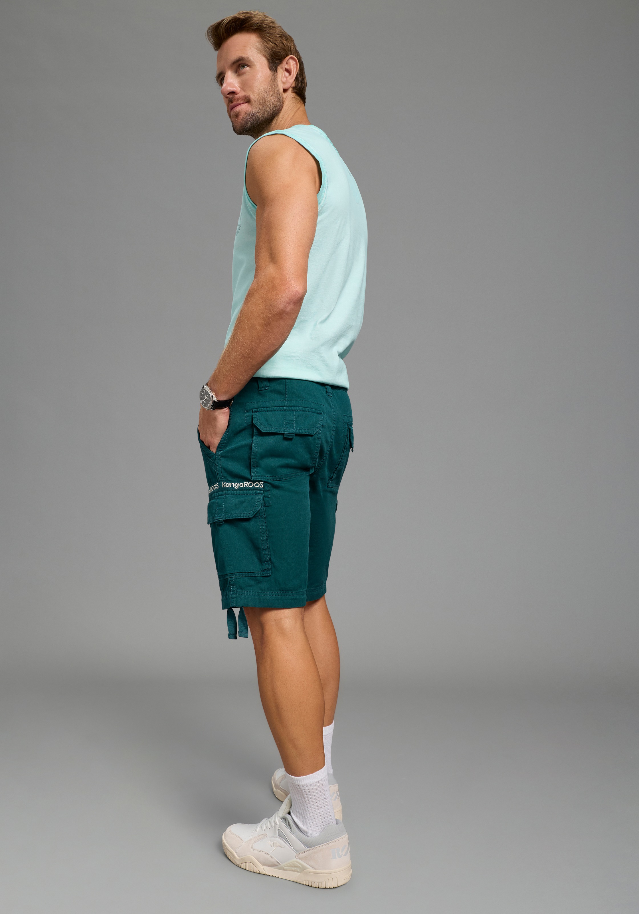 KangaROOS Short cargo  gerade geschnitten, mit Bindeband am Beinabschluss und Bund