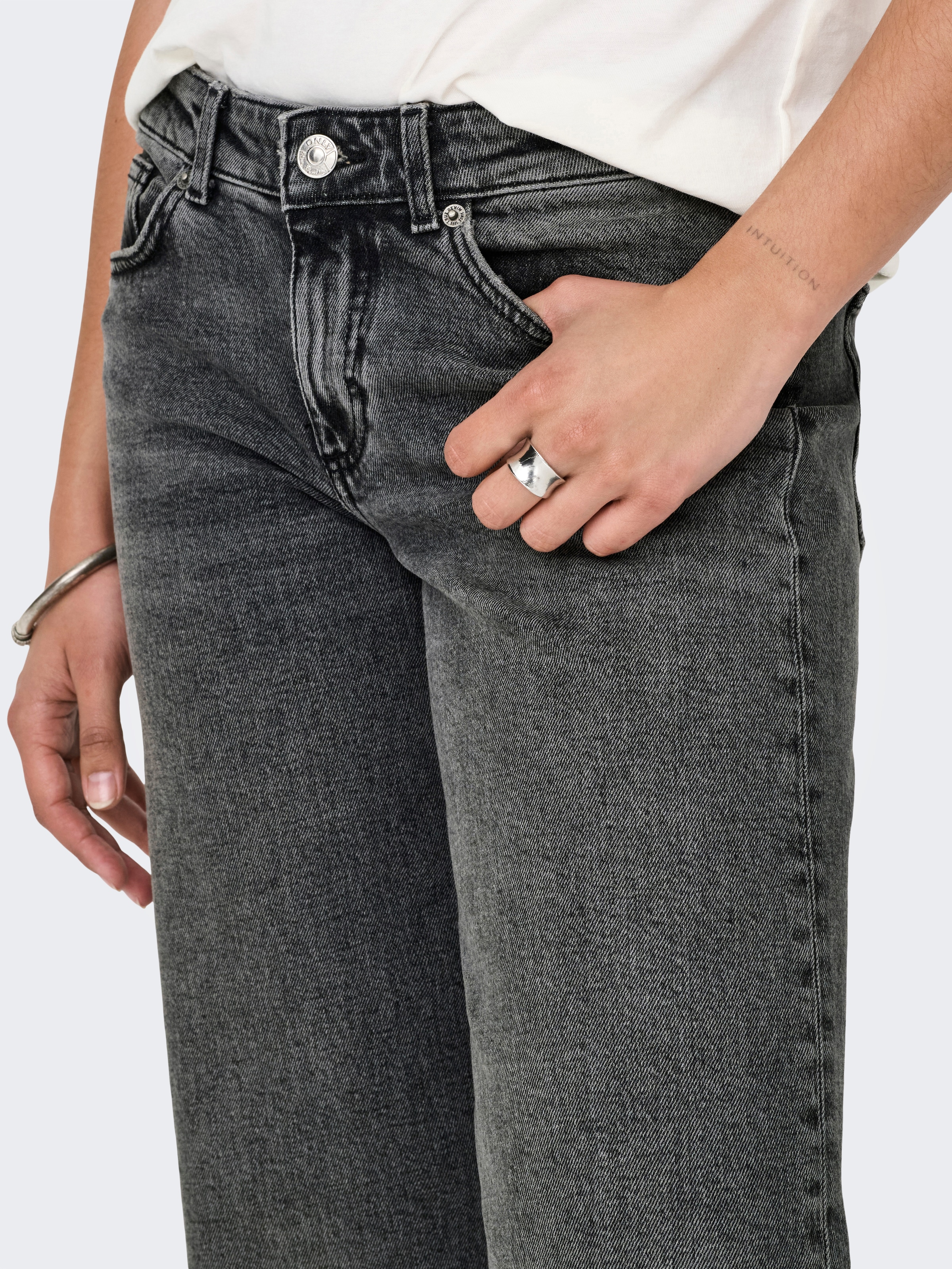 ONLY Jeans taille basse »ONLJUICY LW WIDE DNM DOT890 NOOS« mélange de coton