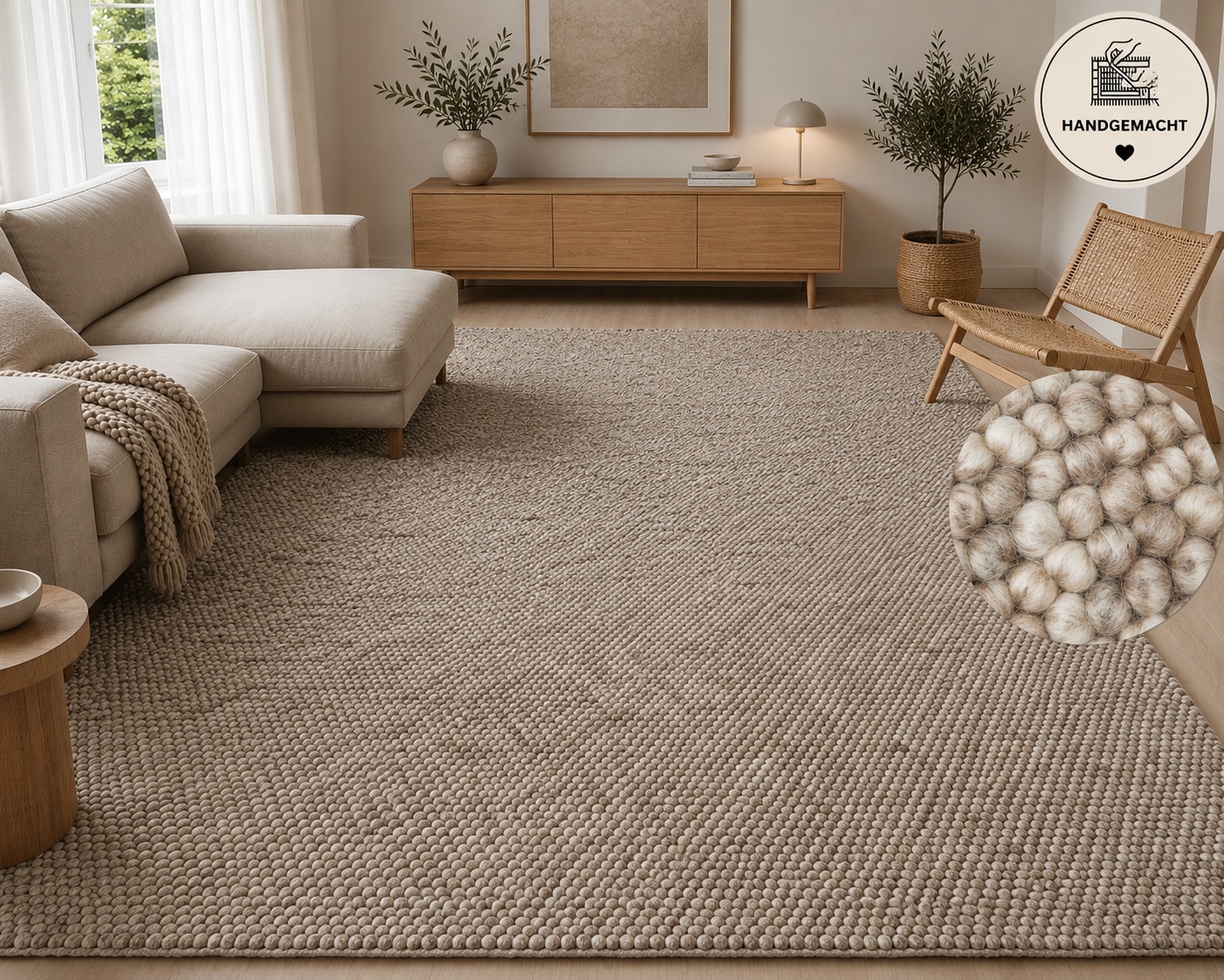 GOODproduct Wollteppich »Wolly, Wolle, in Standard und Premium Qualität« rechteckig 14 mm Höhe handgewebt, Handweb Teppiche, Skandi, Wohnzimmer, Schlafzimmer