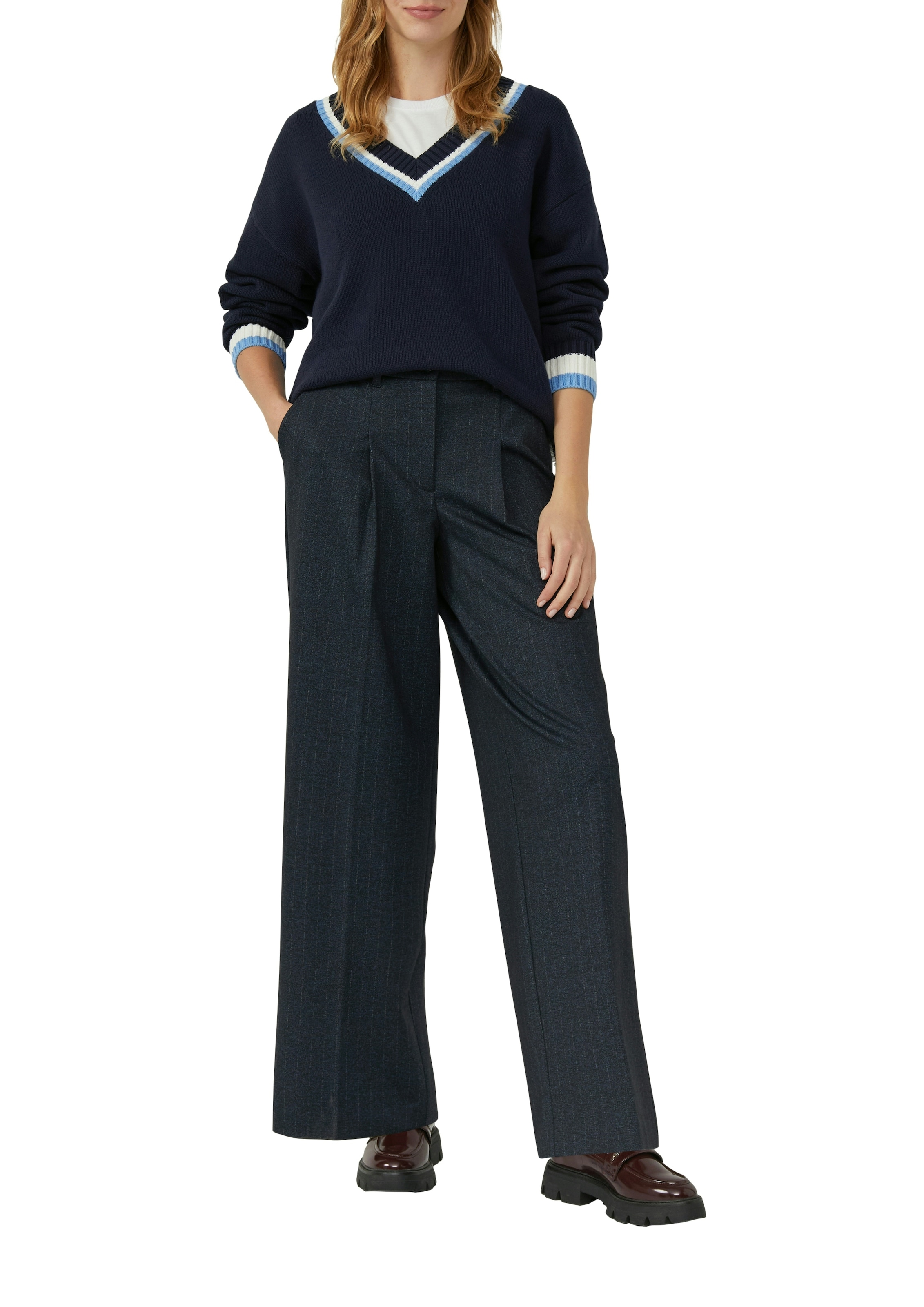 s.Oliver Pantalon à pinces  aspect rayures fines