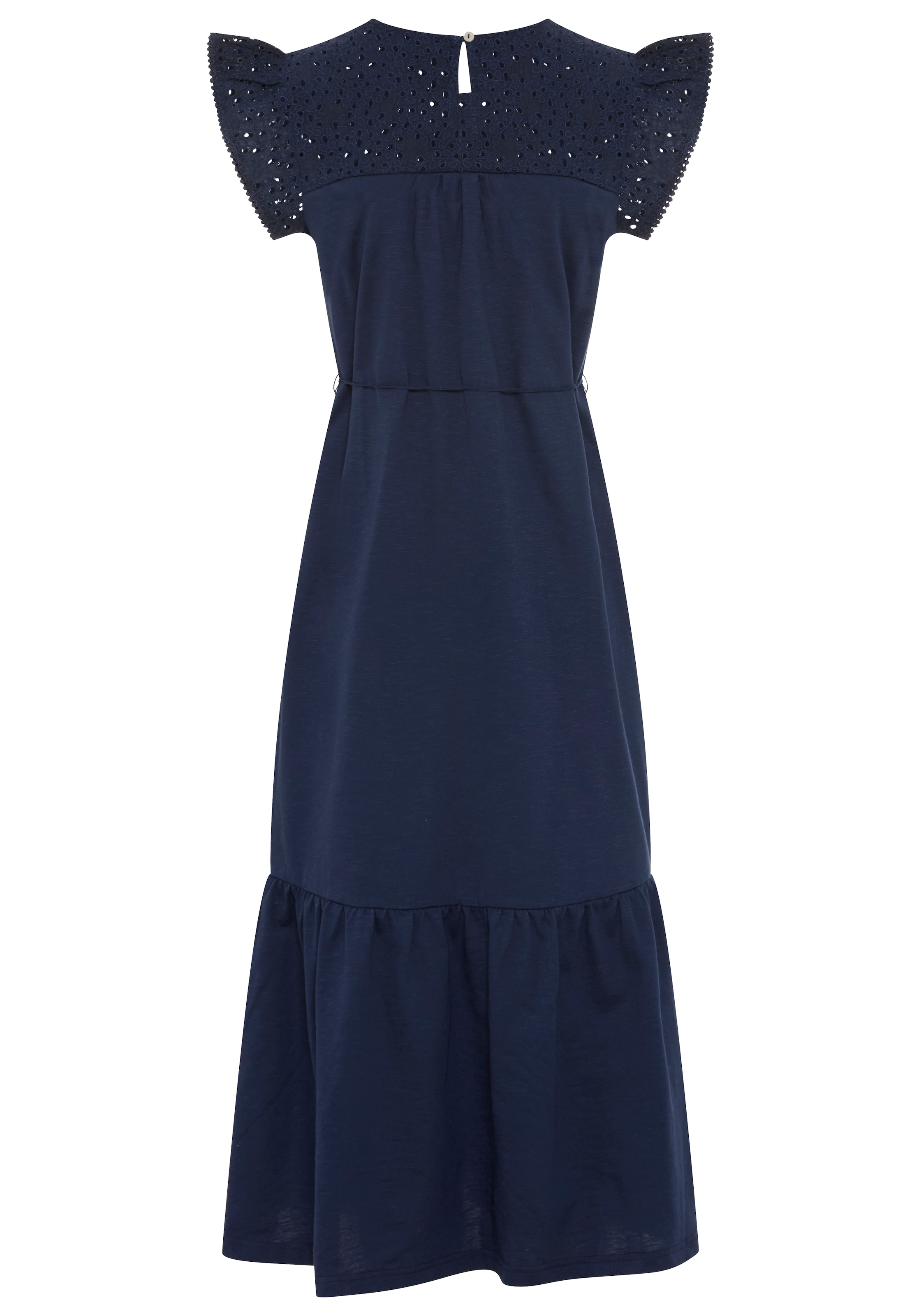 Tamaris Jerseykleid mit femininer Lochstickerei und verspieltem Schnitt