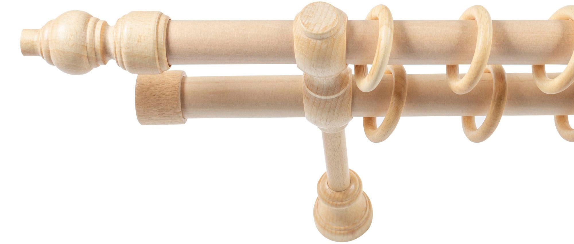 SN DECO GROUP Gardinenstange »Filigrano« 2 läufig-läufig Fixmass 28 mm, Holz, verschiedene Längen und Farben, Komplettset