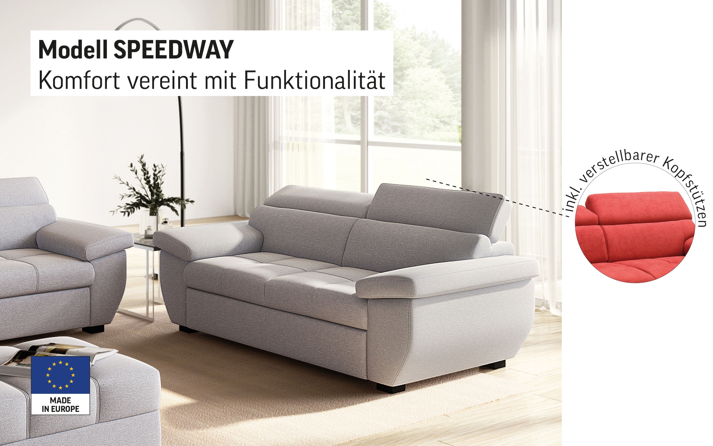COTTA 2-Sitzer »Speedway« Big-Sofa mit Kopfteilverstellung