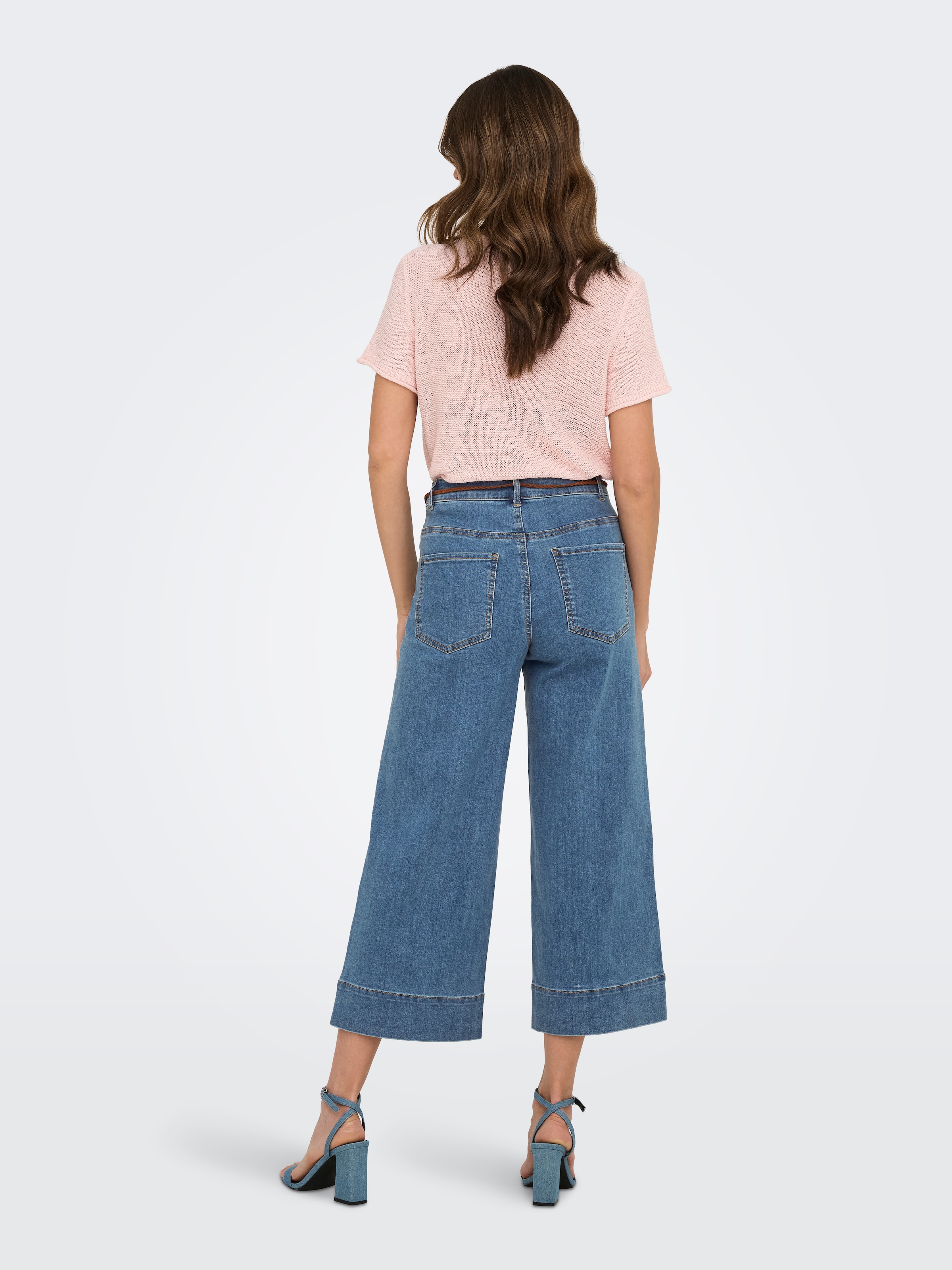 ONLY Jeans taille haute »ONLMADISON HW BELT WD CRP DNM GUA165NOOS« Mélange de matériaux, taille haute, longueur raccourcie