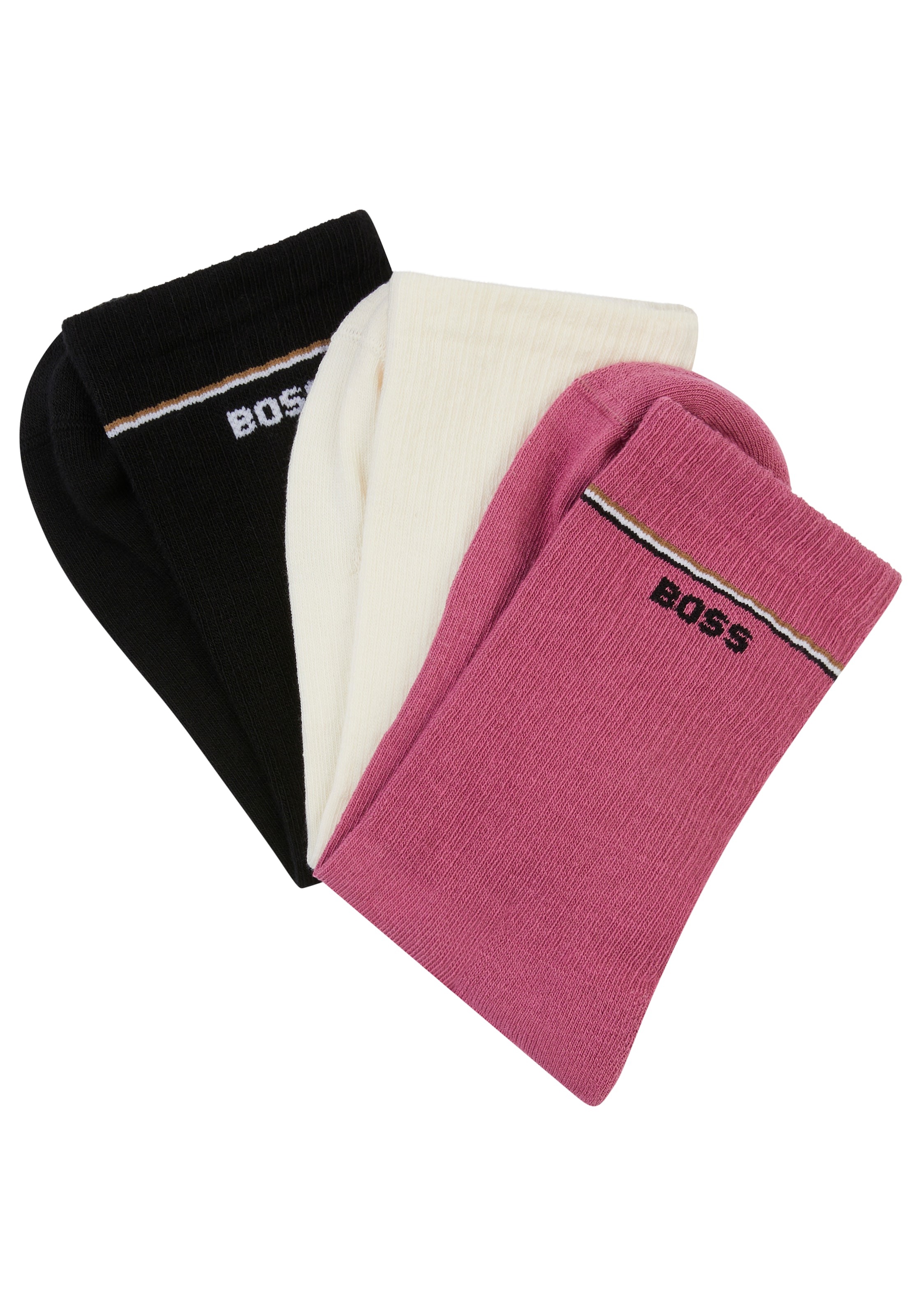 BOSS Basicsocken »3P QS Iconic CC SP W« 3 Paar tlg. kontrastfarbene Details