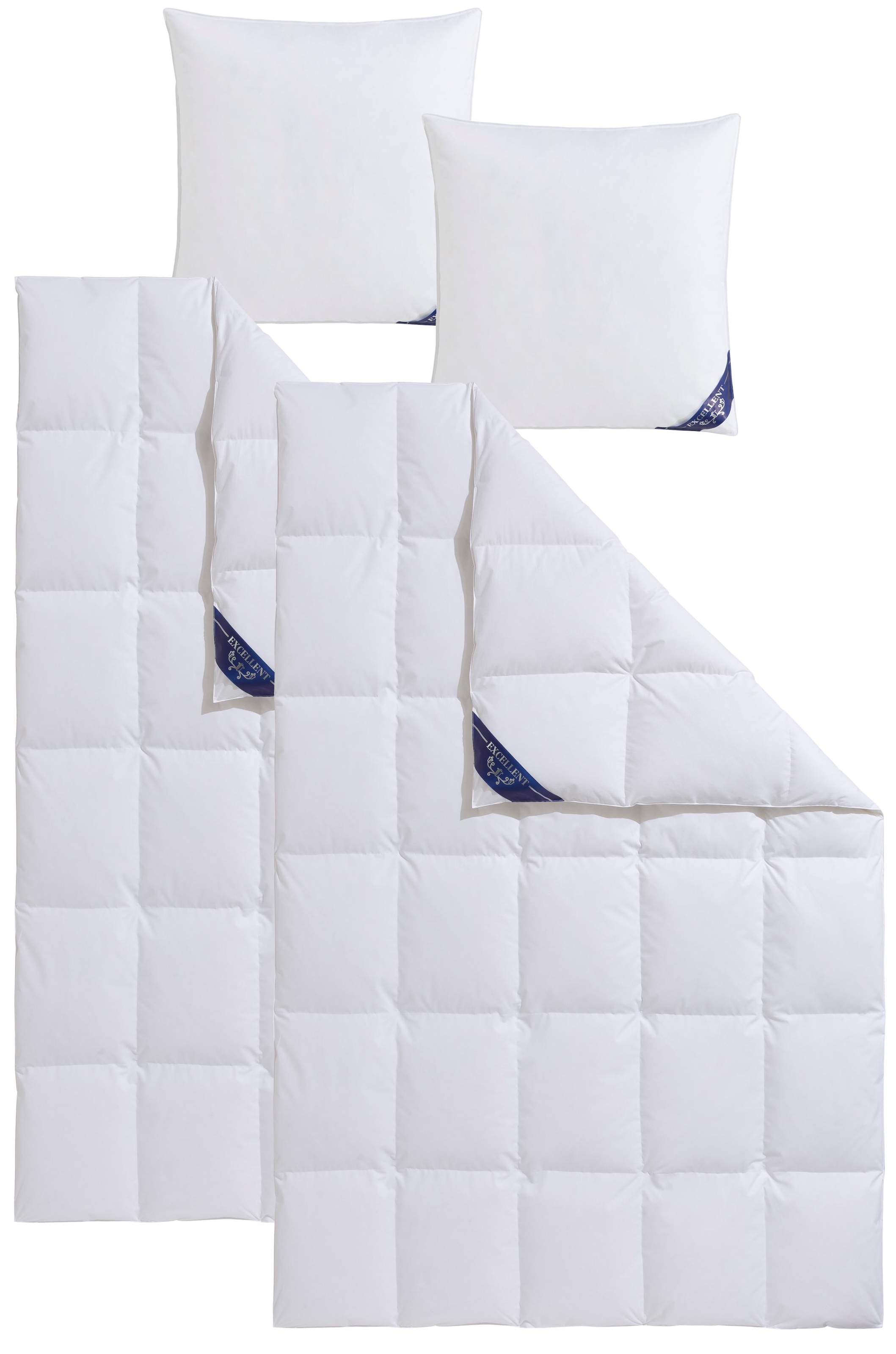 Excellent Couette en duvet + oreiller en plumes »Bettdecken-Set Zürich,  4-tlg., Herbst, Winter & weitere Wärmeklassen« Bettdecke 2x135x200 und 155x220 cm & 2xKissen 40x80 & 80x80 cm