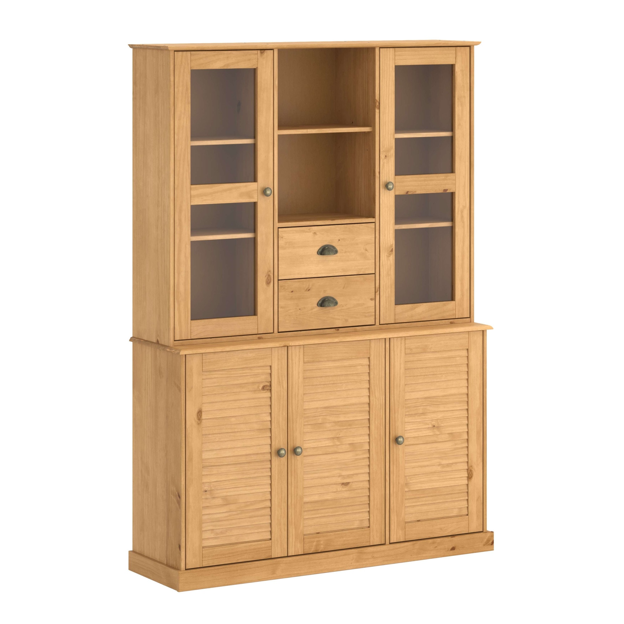 GOODproduct Buffet »Turia« mit Glas- u. Lamellentüren, aus massivem Kiefernholz FSC®, Höhe 180 cm