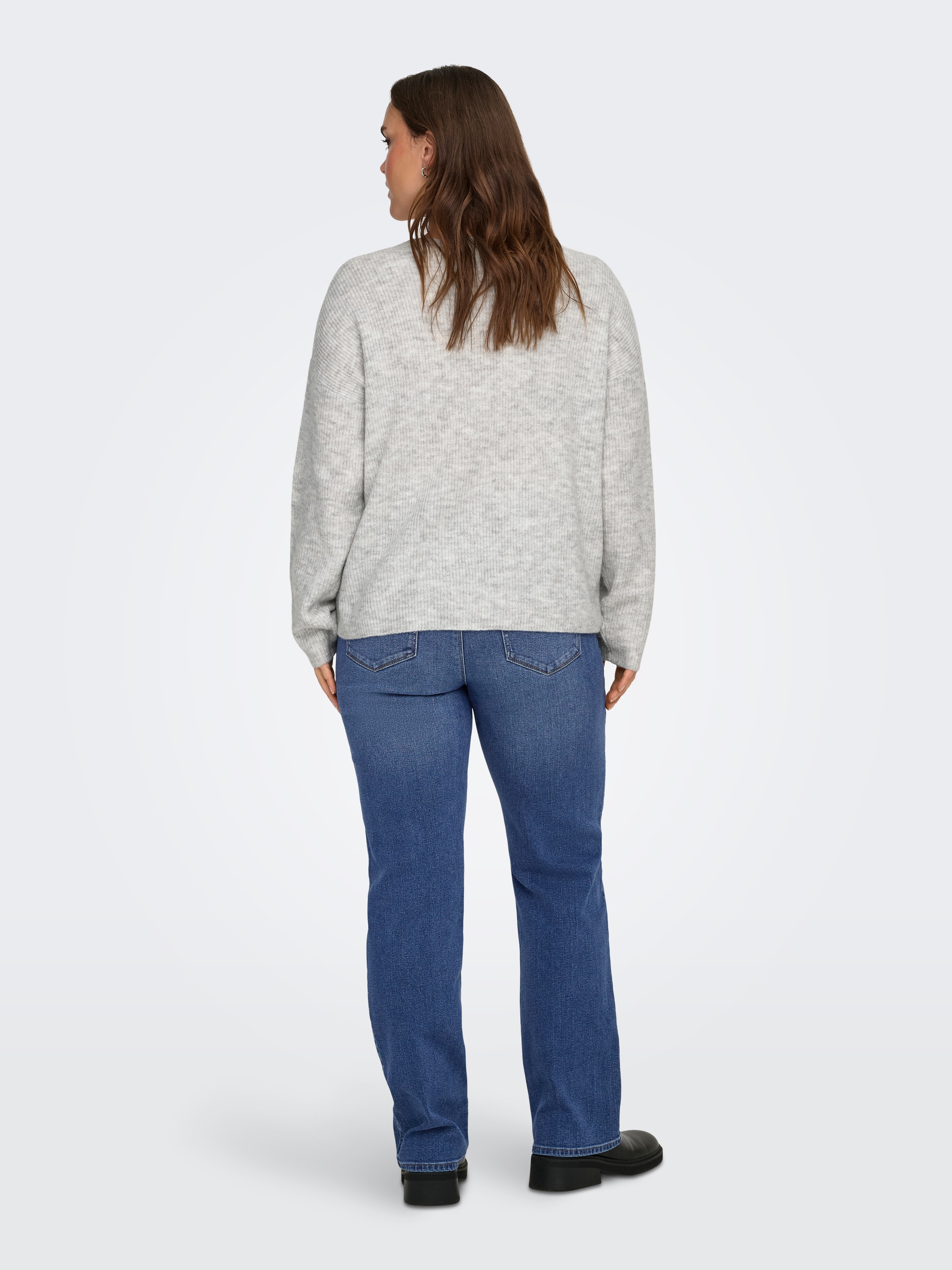 ONLY CARMAKOMA Pull en tricot »CARCAMILLA V-NECK L/S PULLOVER KNT NOOS« mélange de matériaux
