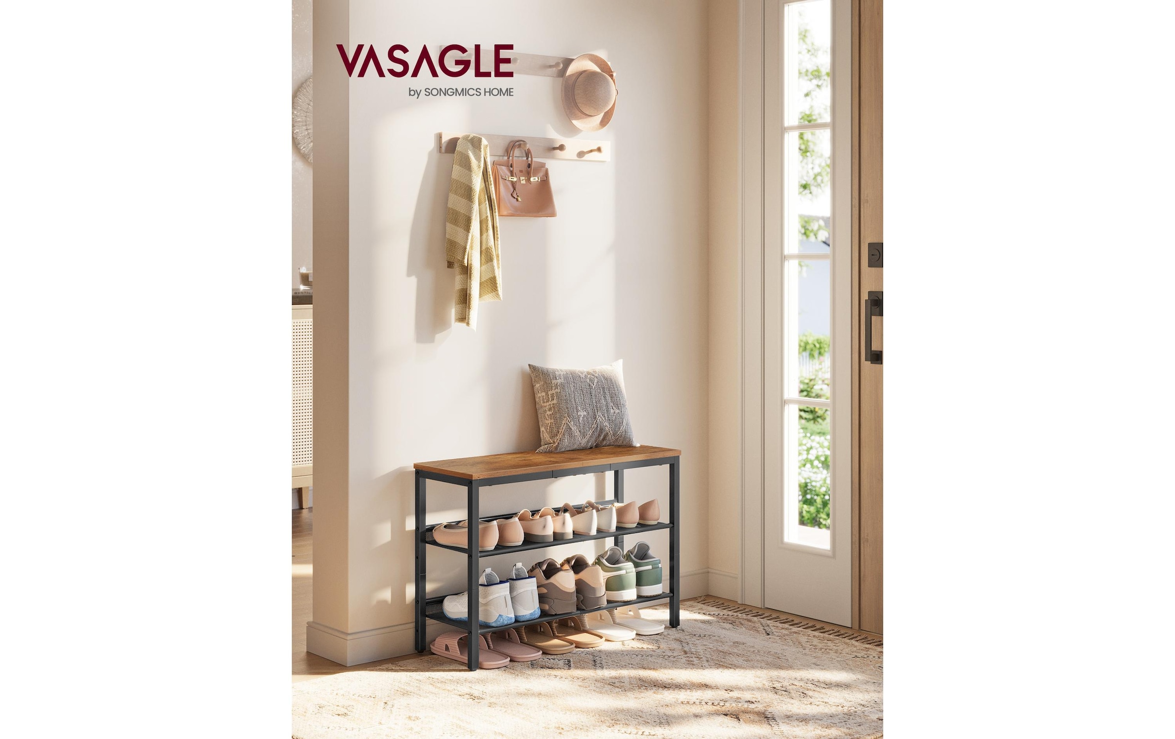 VASAGLE Schuhregal »mit drei Ablagen 28 x 53 cm«