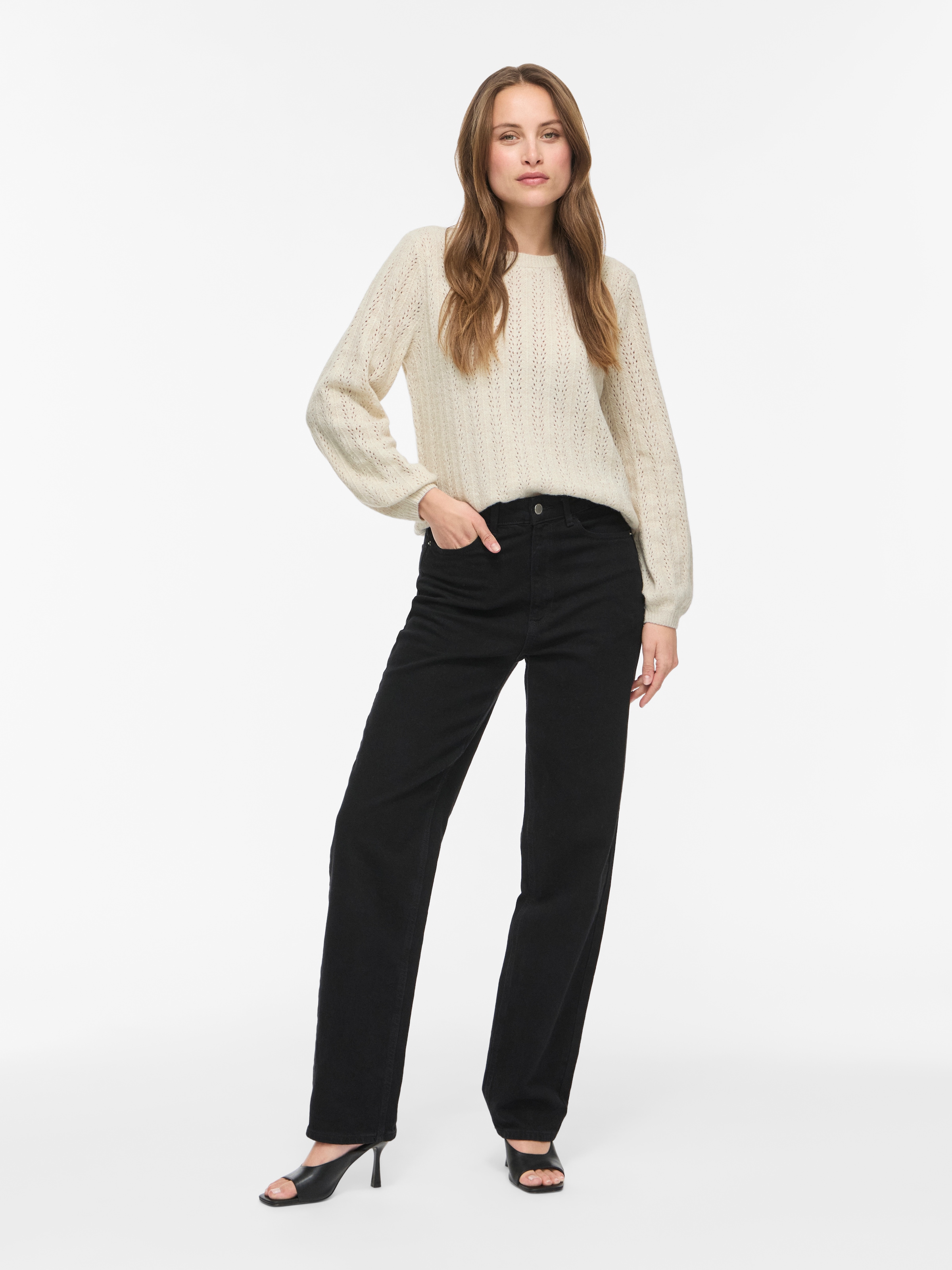 Vila Pull en tricot »VILIGA POINTELLE L/S O-NECK TOP -NOOS« mélange de matériaux