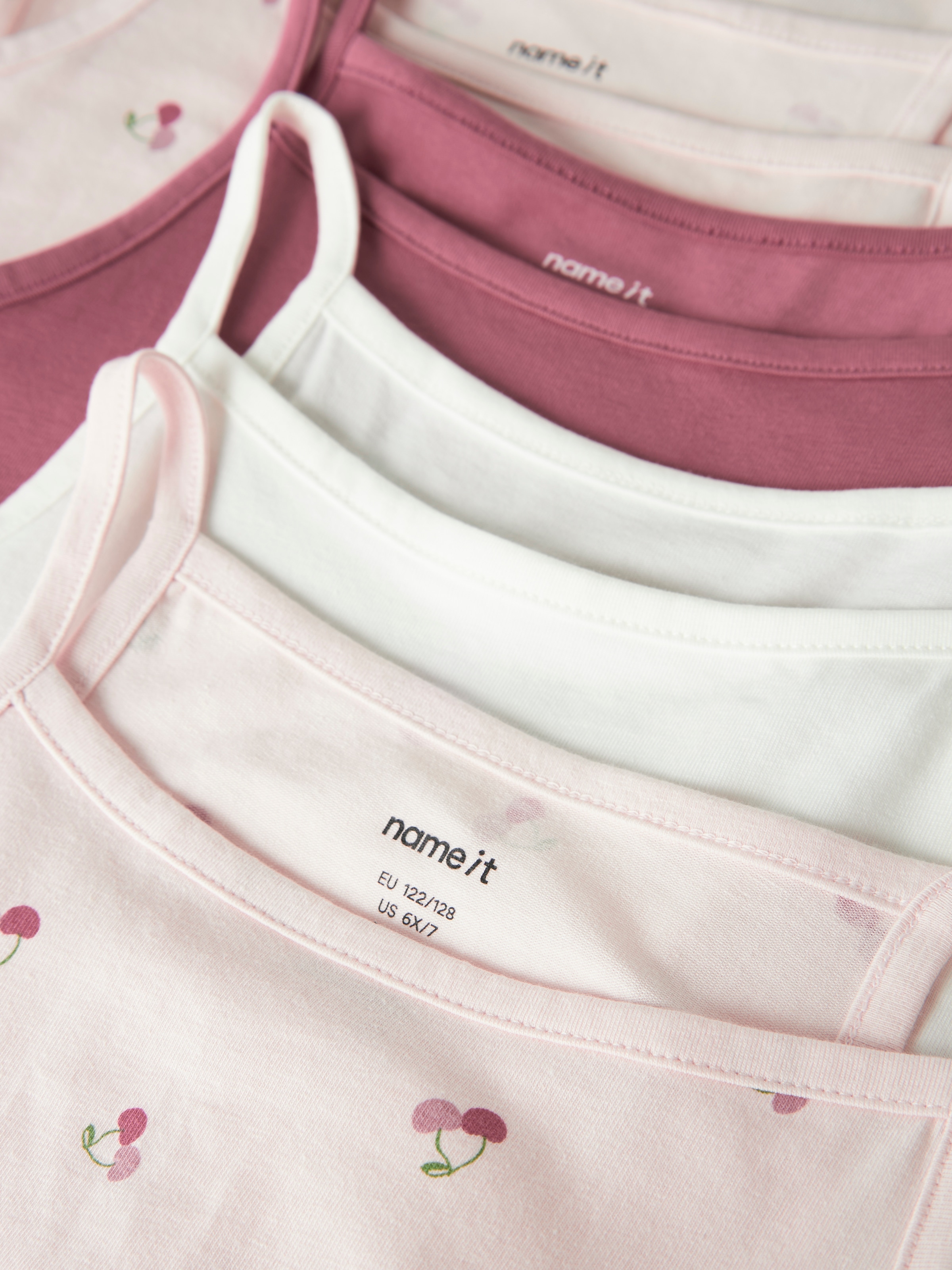 Name It Sous-chemise »NKFSTRAP für Mädchen mit Stretchkomfort im 4er-Pack« Packung, 4 cuis bedruckt, casual, regular fit, Baumwollmischung, Rundhals