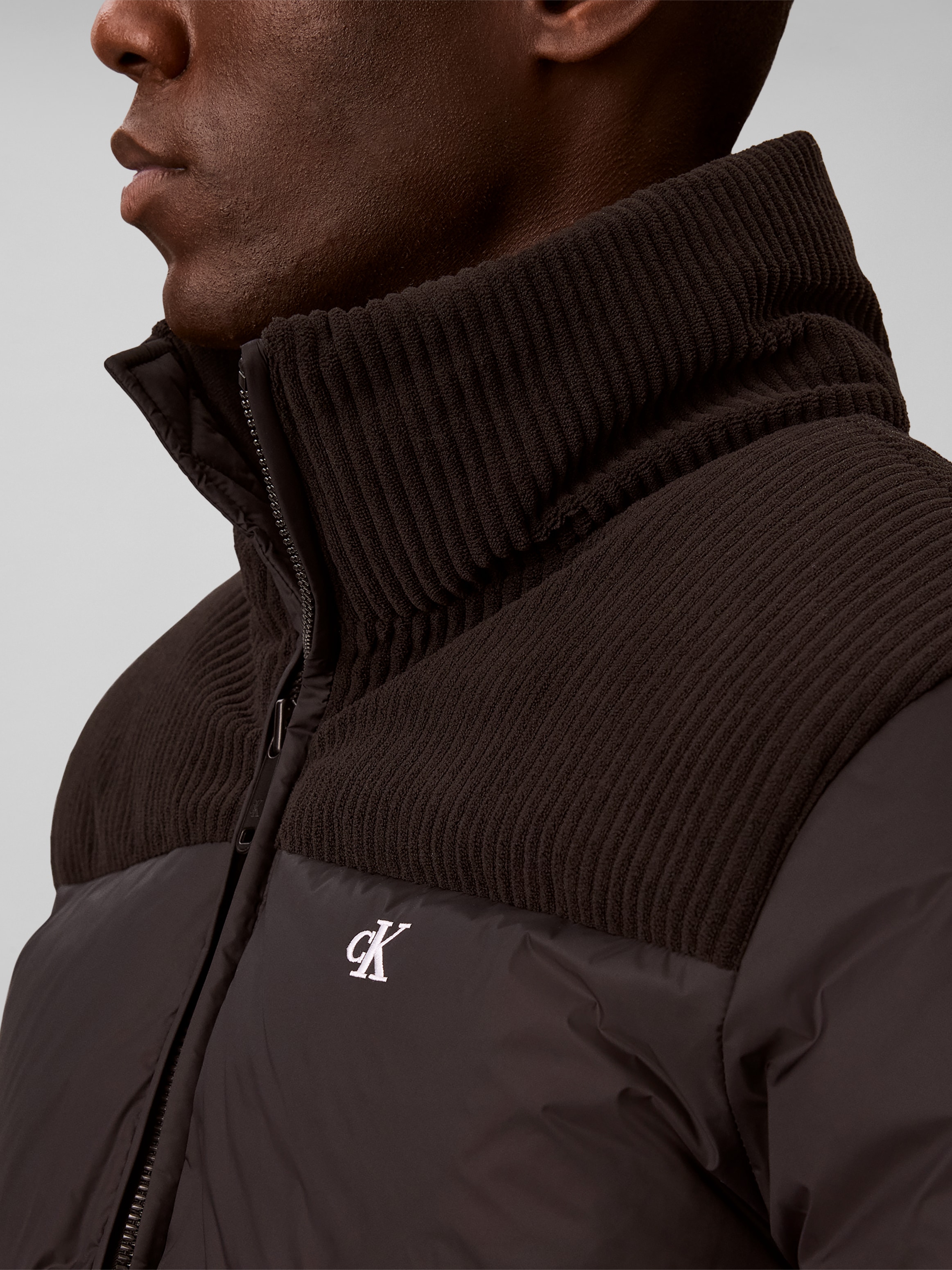 Calvin Klein Steppjacke »MIXED MEDIA DOWN PUFFER« ohne Kapuze Regular fit mit Stehkragen