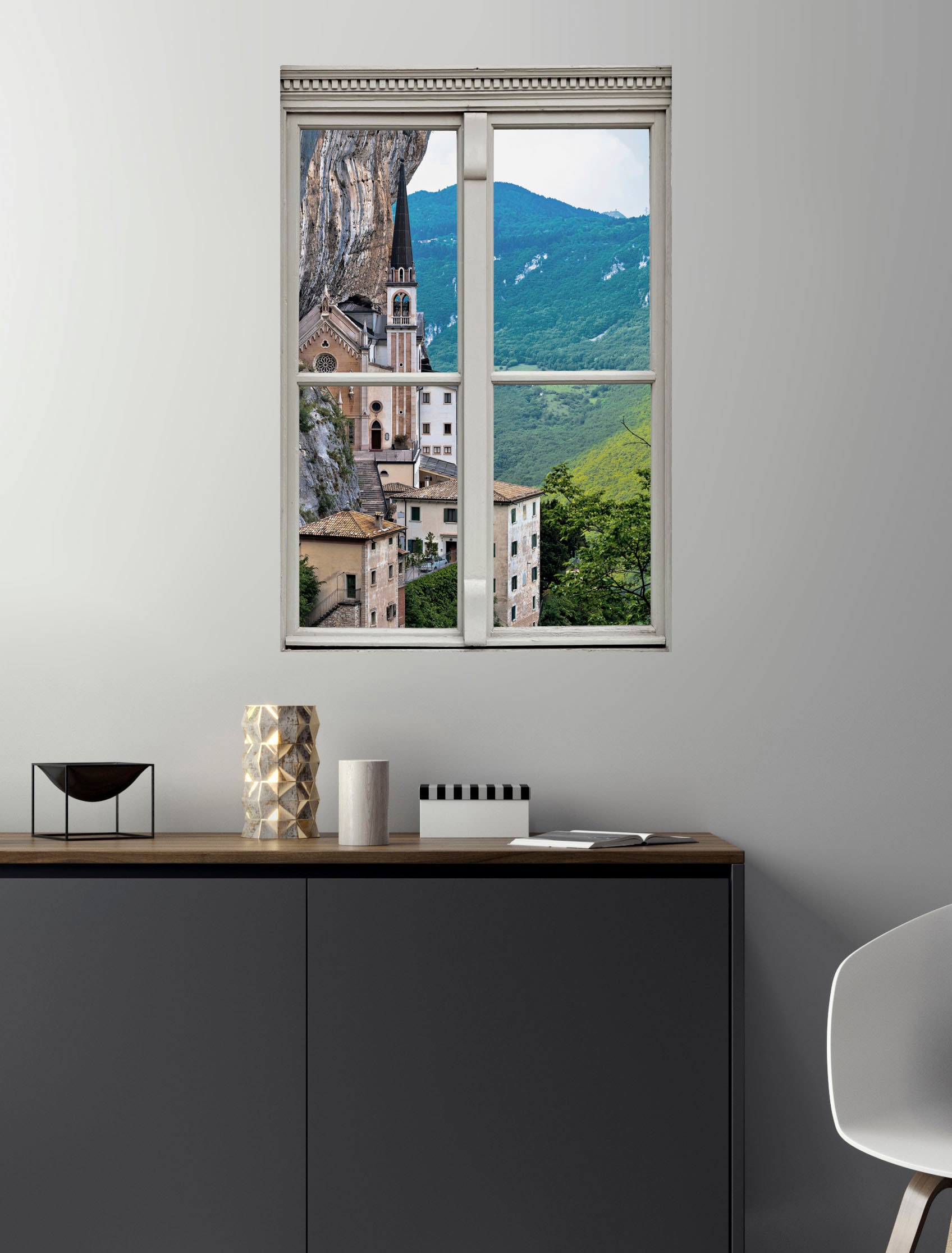 queence Wandsticker »Kirche« Wandsticker, Wandbild, selbstklebend, 3D, Fenster