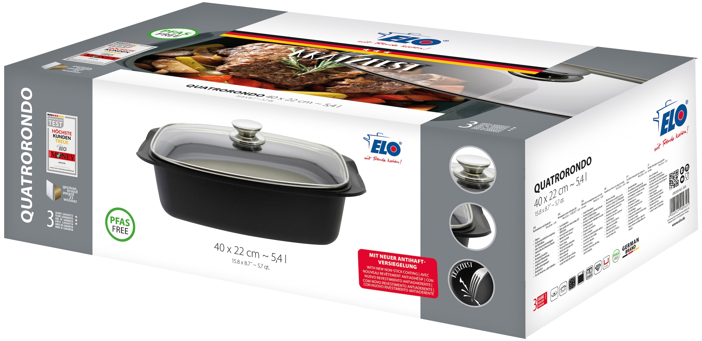 Elo Basic Bräter »Universalbräter Quatrorondo, Aluguss 32cm« 1 Stk. tlg. Aluminiumguss