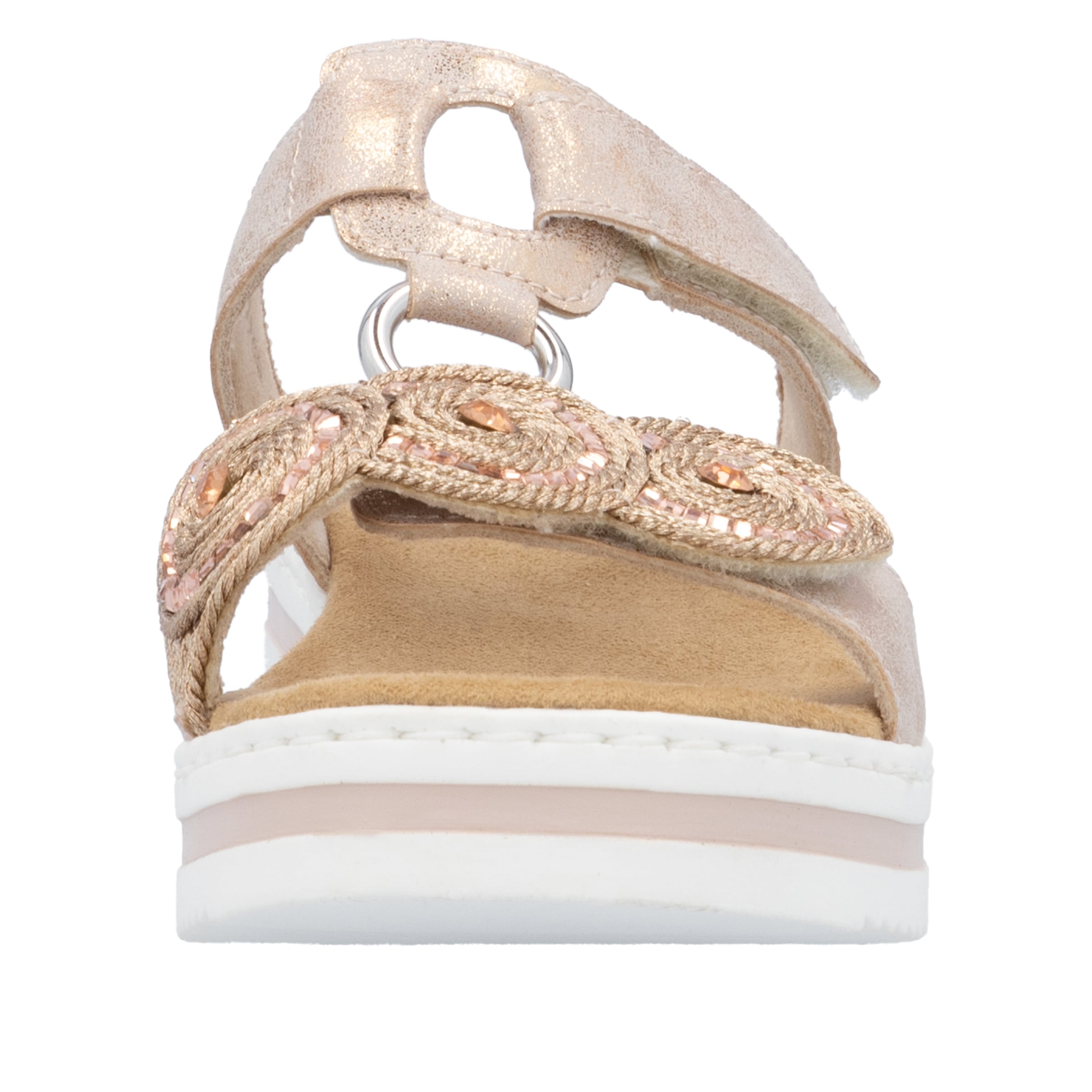 Rieker Pantolette  Sommerschuh, Urlaubsschuh mit Glitzersteine, Metallic-Optik
