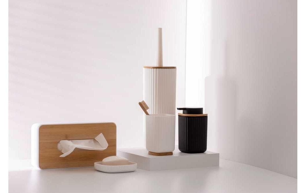 WENKO WC-Garnitur »Rotello Weiss« aus Bambus | Kunststoff