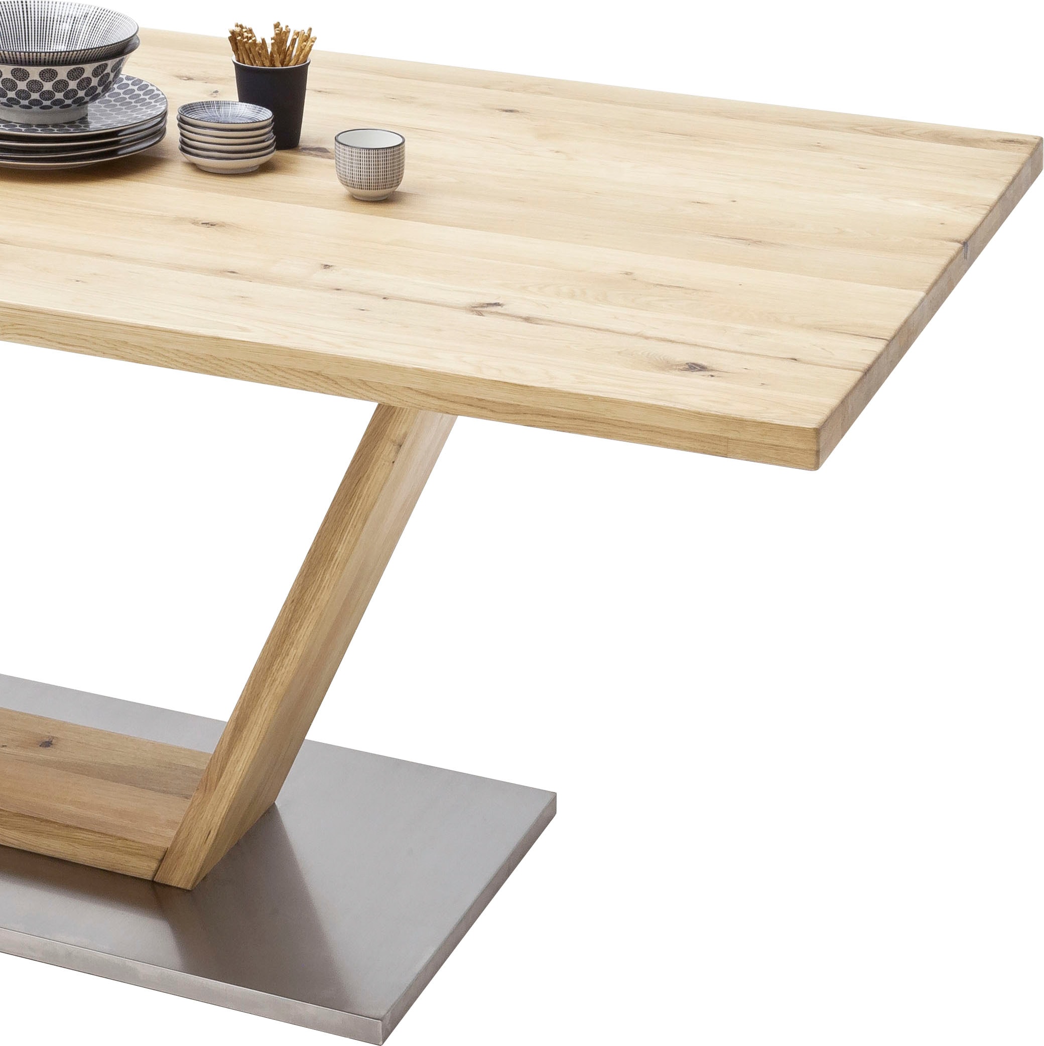 MCA furniture Table de salle à manger »Greta« Esstisch Massivholz mit Baumkante, gerader Kante oder Tischplatte