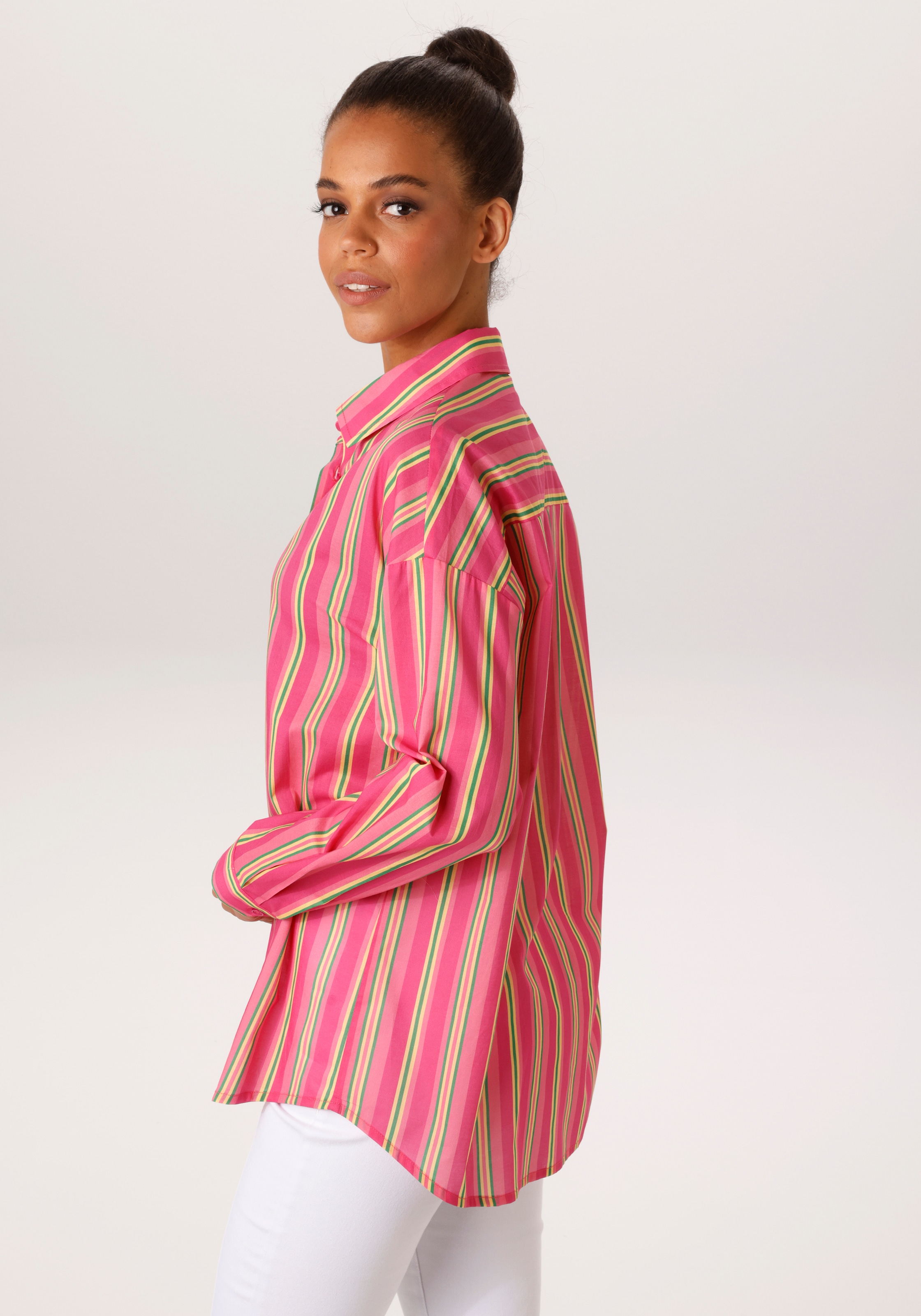Aniston CASUAL Hemdbluse im knallfarbenem Streifen-Dessin - NEUE KOLLEKTION