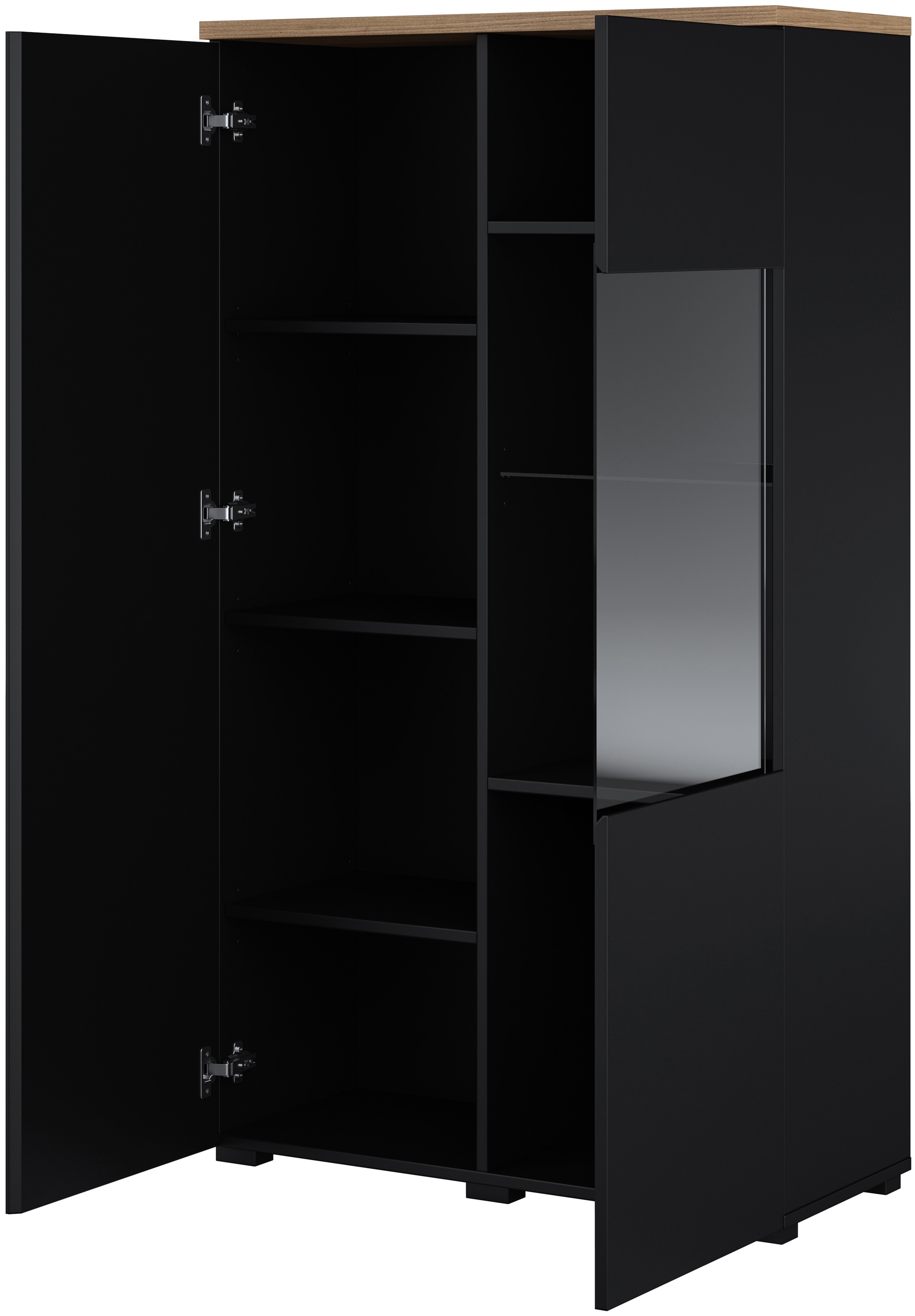 GOODproduct Vitrines »Modo, Breite 80 cm, moderner griffloser Vitrineschrank« Vitrine mit viel Stauraum, Einlegeböden verstellbar, Glastür