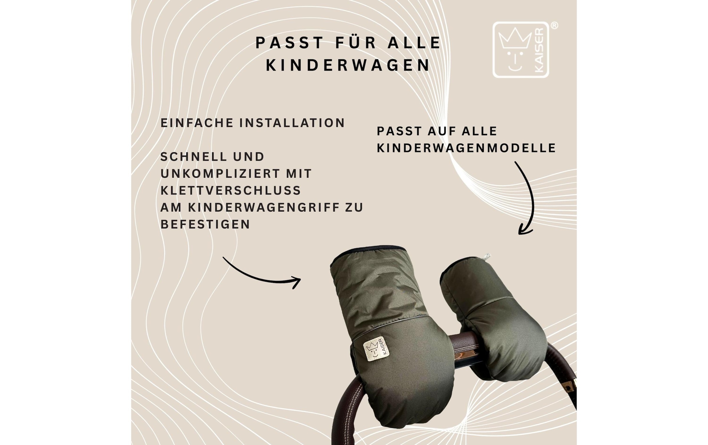 Kaiser Kinderwagen-Handwärmer »Handschuh Reflect Kiwa« Lammfell-Kinderwagenhandschuh