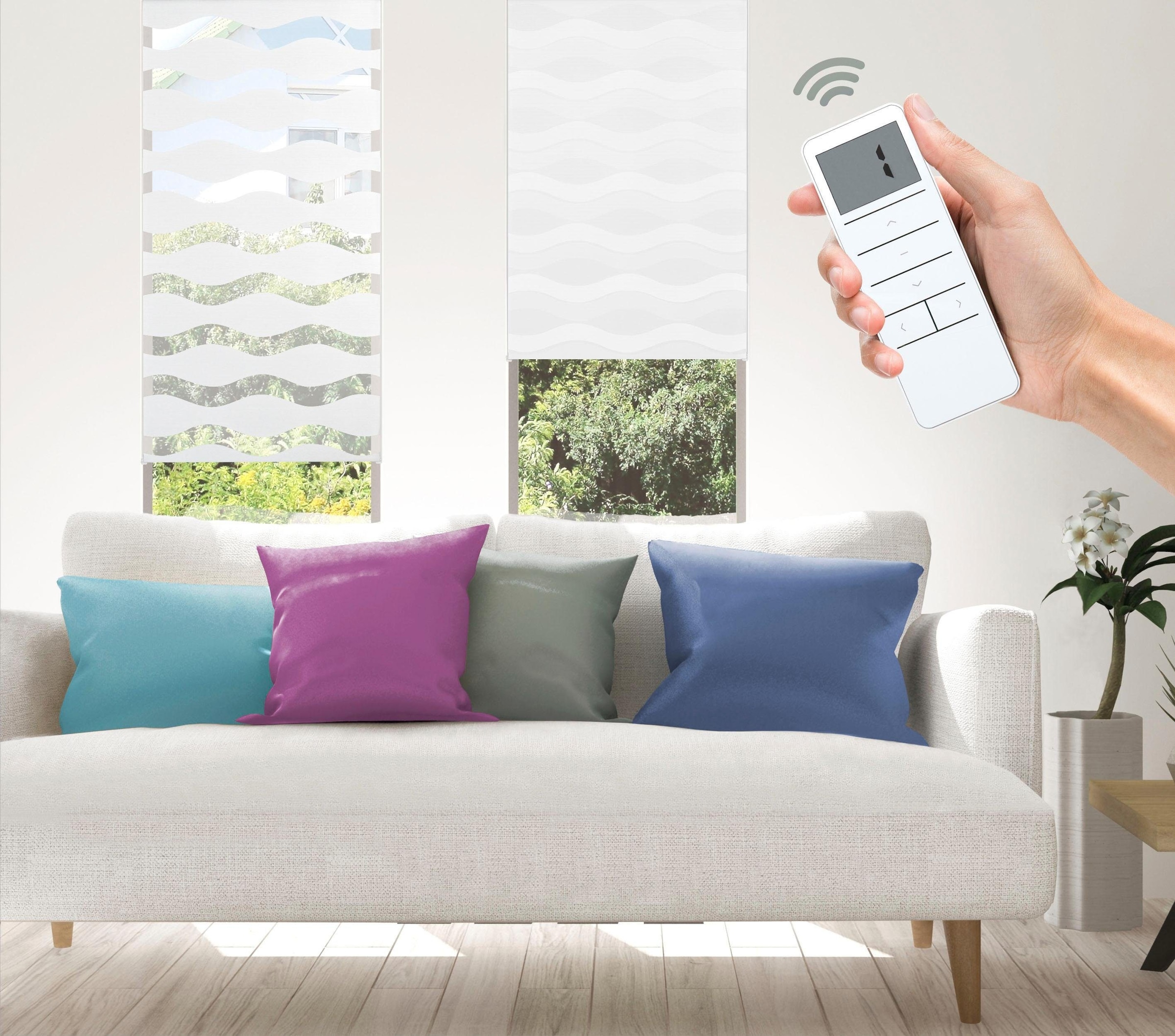 Good Life Elektrisches Rollo »Wave - SMART HOME« Lichtschutz ohne Bohren mit Fernbedienung
