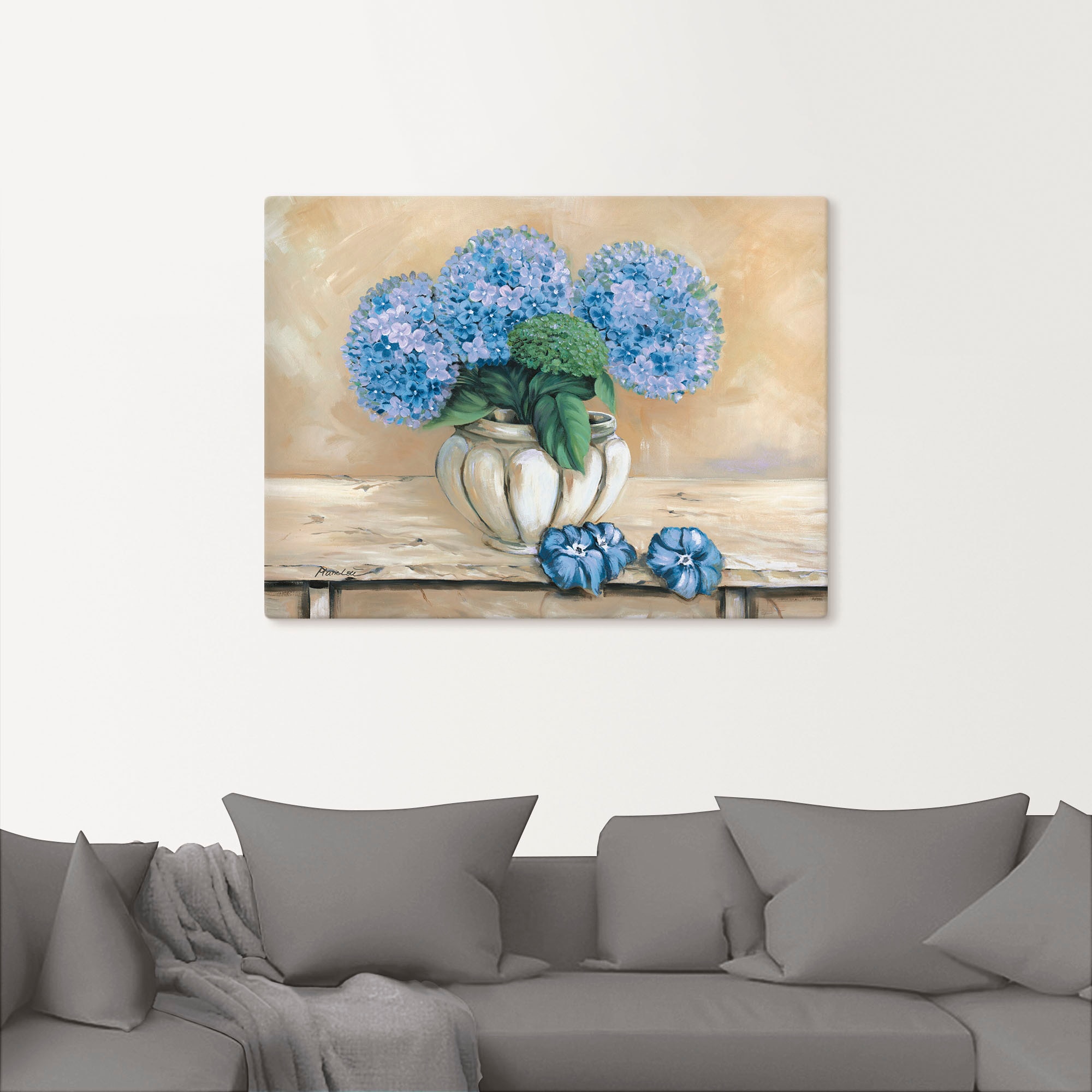 Artland Leinwandbild »Blaue Hortensien« Blumen 1 Stk. tlg. auf Keilrahmen gespannt