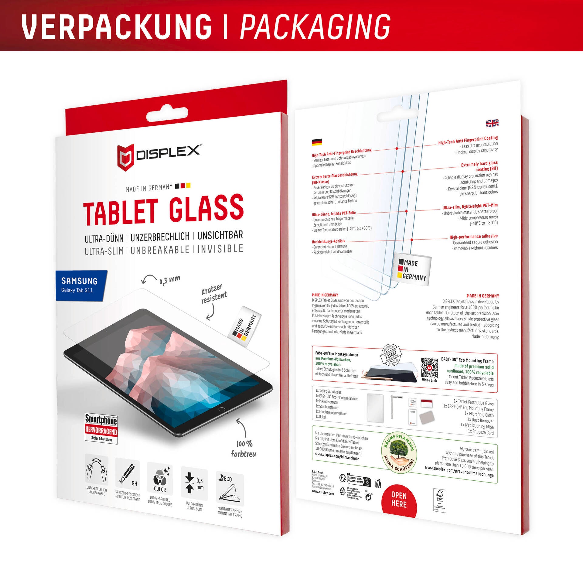Displex Verre de protection d'écran »Tablet Glass Screen Protector« für Samsung Galaxy Tab S11 Displayschutzfolie, Schutzfolie, Bildschirmschutz, kratz- & stossfest