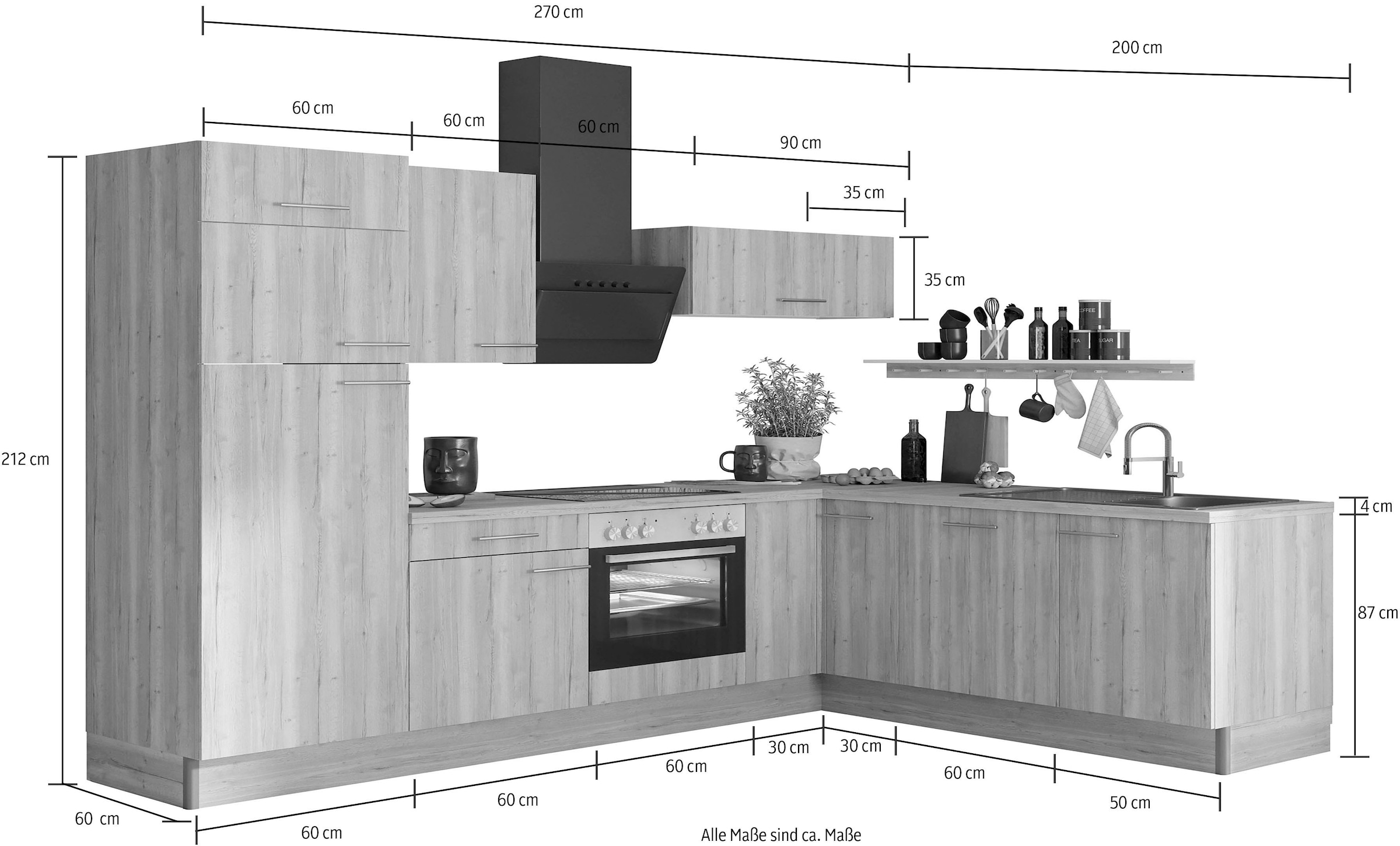 OPTIFIT Cuisine »Klara« 270 x 200 cm breit, wahlweise mit E-Geräten