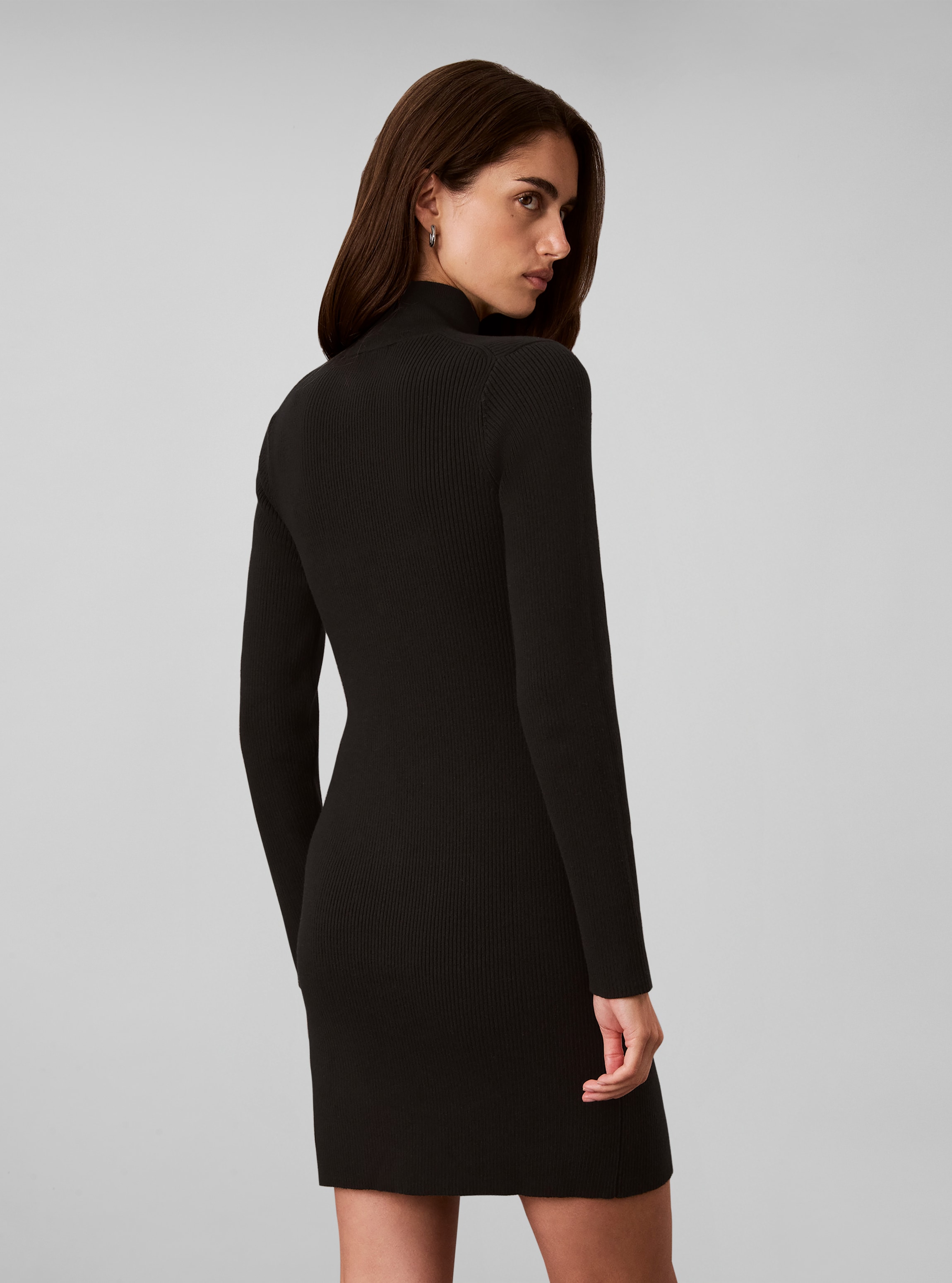 Calvin Klein Jeans Minikleid »WOVEN LABEL MINIDRESS« Ohne Tasche Regular fit mit Stehkragen