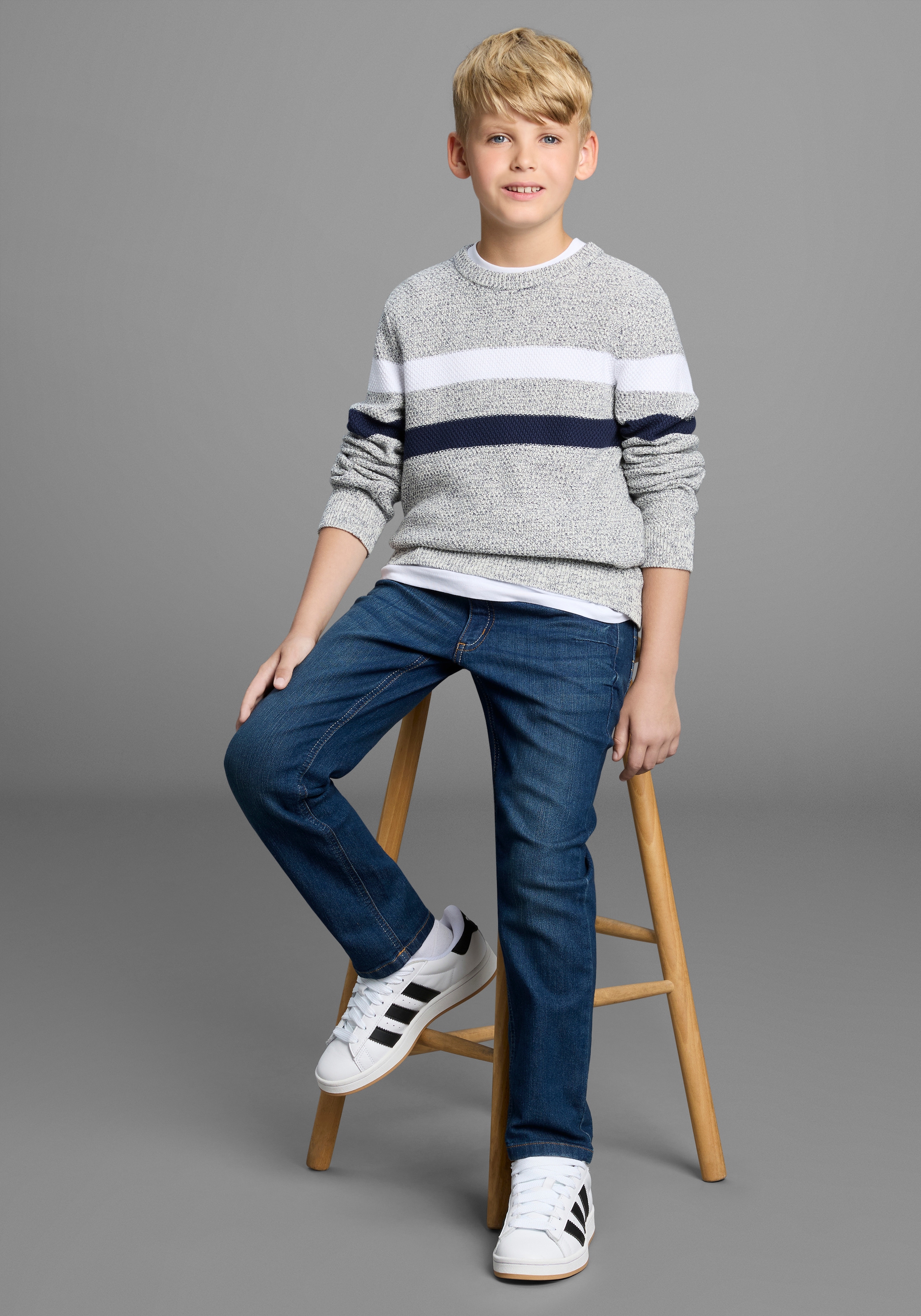 Bruno Banani Strickpullover »Ringelpullover in modischer Strickstruktur« NEU: BRUNO BANANI für TEENS! Pullover in Melangeware