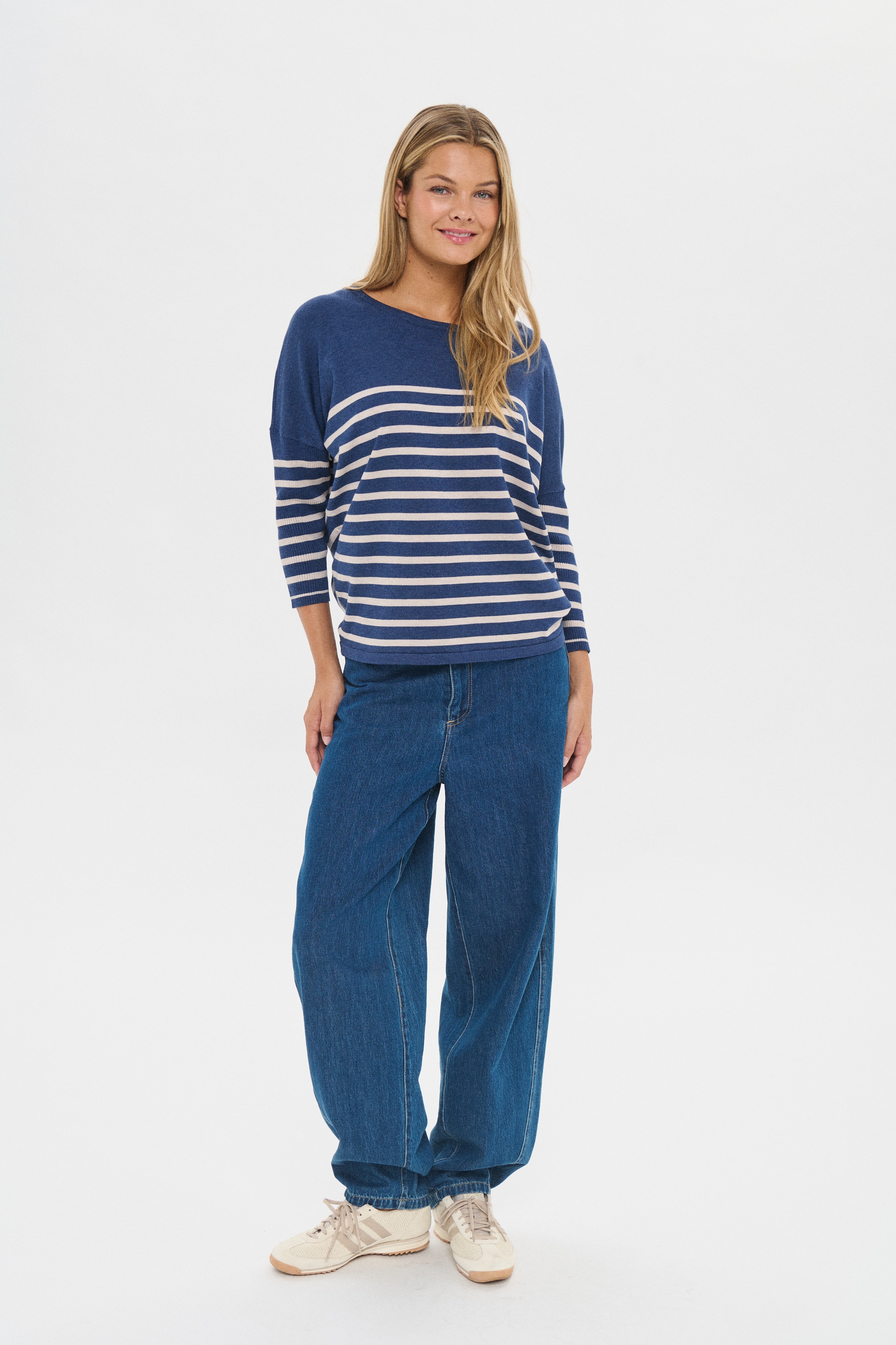 Saint Tropez Pull en tricot »MilaSZ R-neck Stripe« Oversize Fit, Feinstrick, Viskosemischung