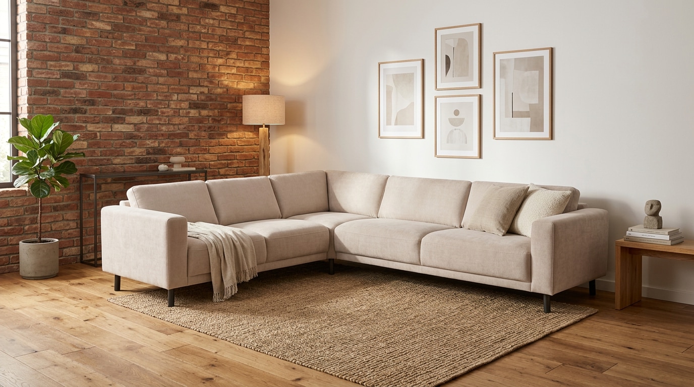 GOODproduct Canapé d'angle »Sveeva, L-Form, B.288 cm, schwarze Metallfüsse« tissu structuré durable, avec suspension ondulée, plusieurs couleurs