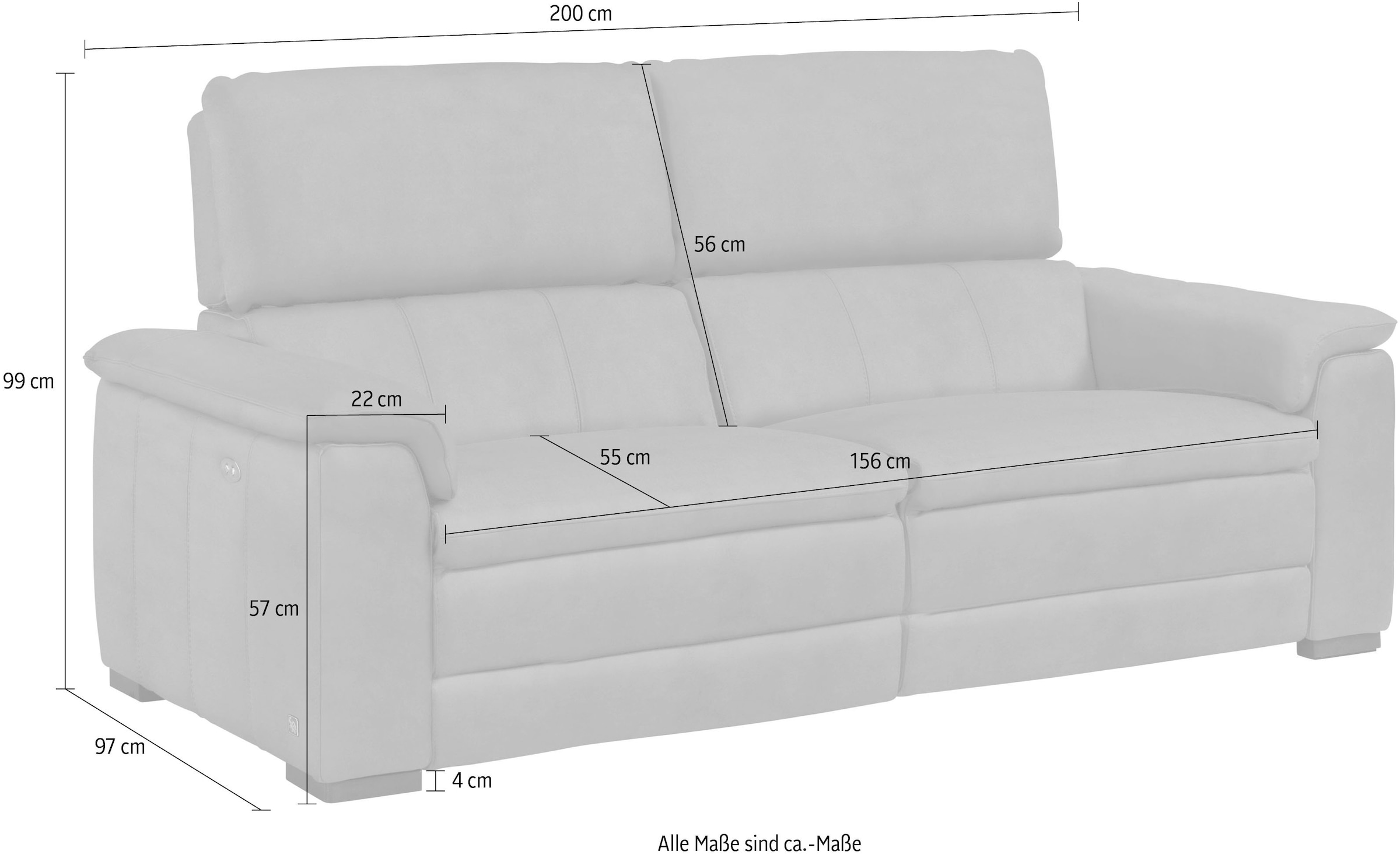 Egoitaliano 2,5-Sitzer »Capucine« wahlweise mit elektrisch oder manuell verstellbarer Relaxfunktion