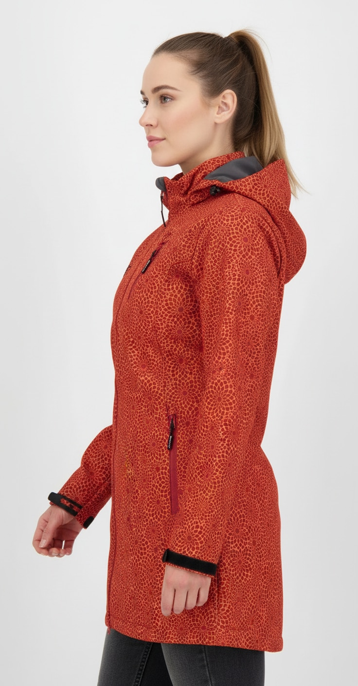 DEPROC Active Softshellmantel »SHELBY PEAK XII Softshell Kurzmantel Longjacket« leichter Softshell Kurzmantel mit abnehmbarer Kapuze