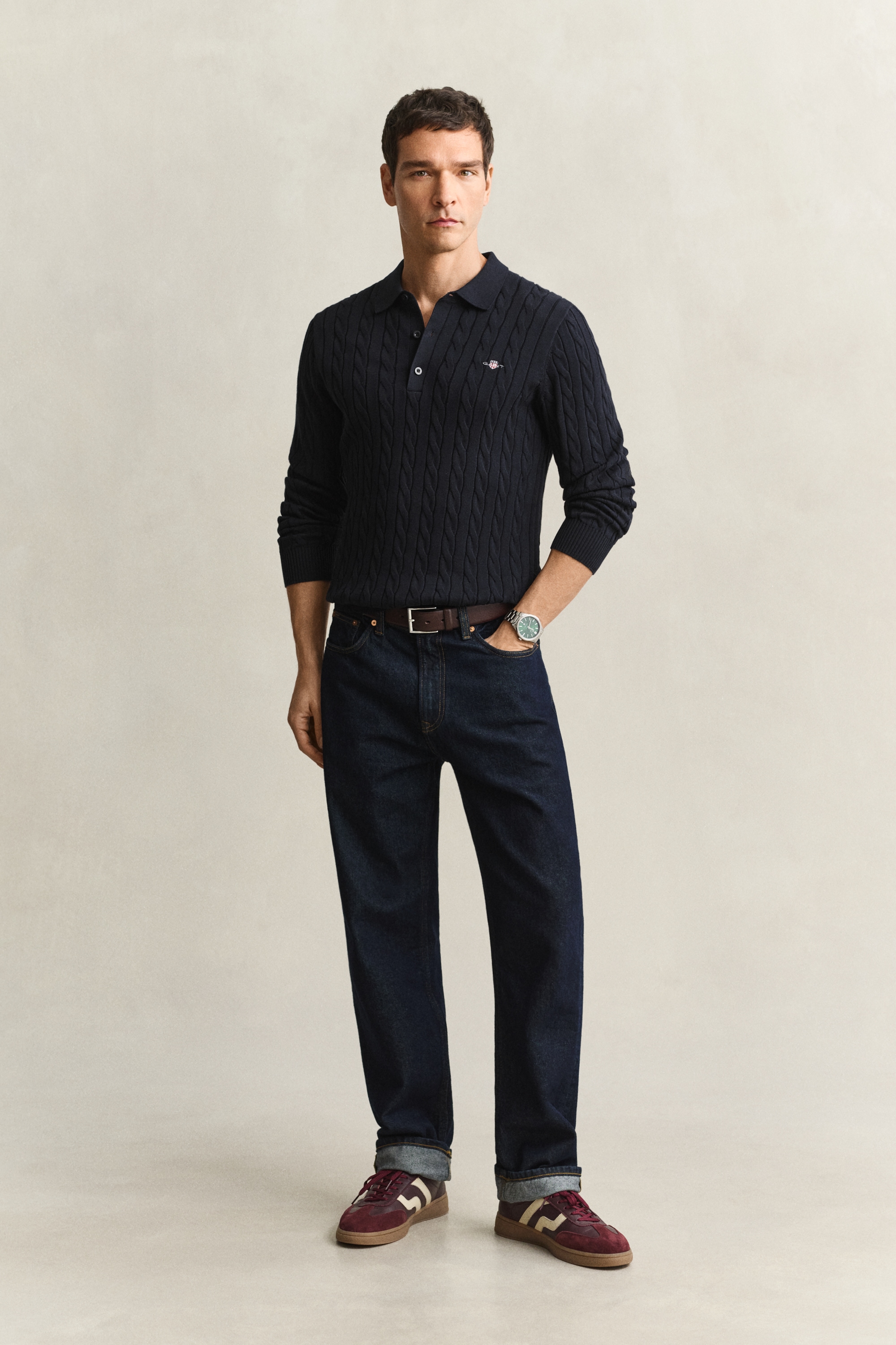 Gant Pull à col polo »COTTON CABLE POLO« regular fit avec col polo