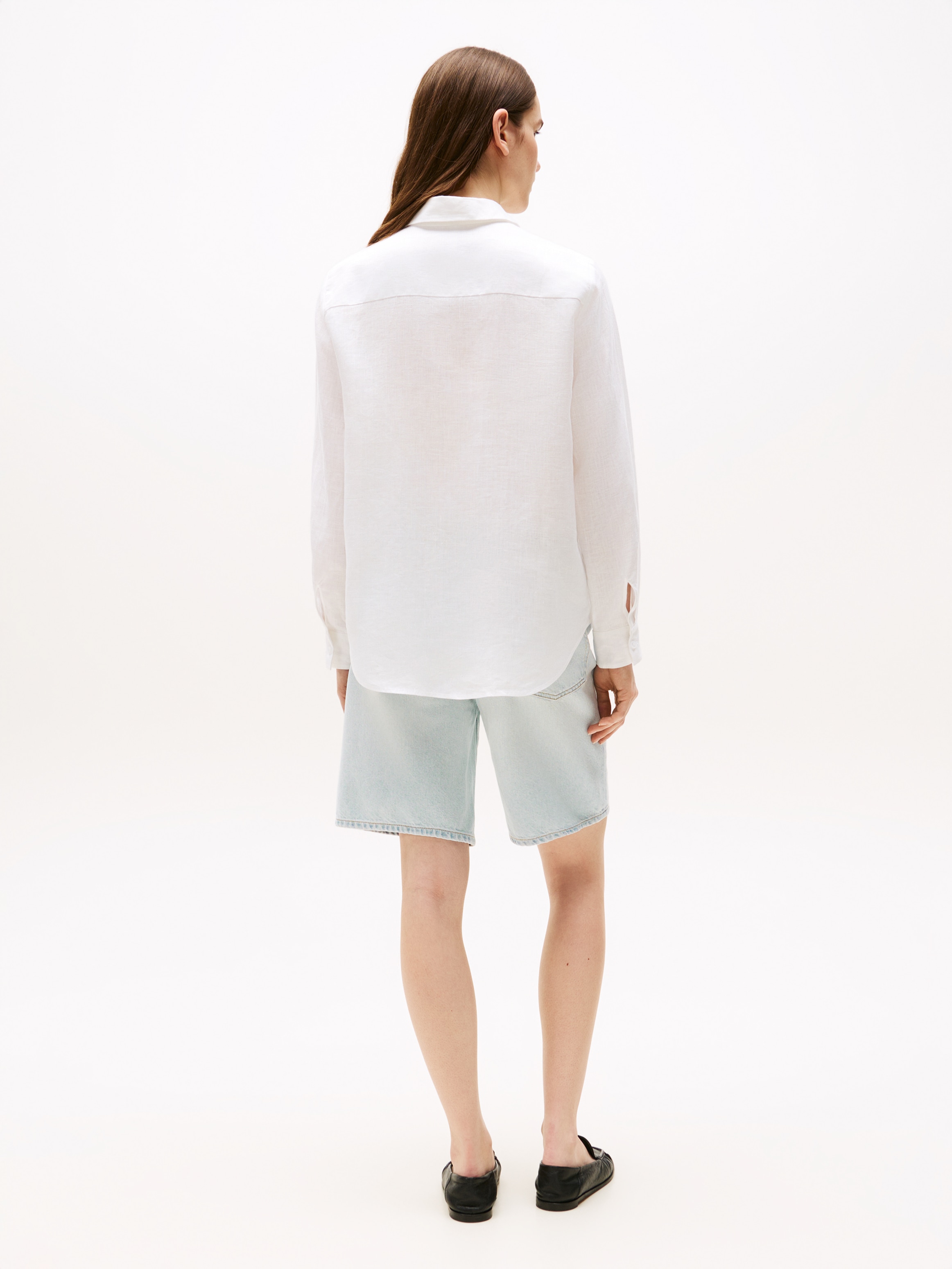 Tommy Hilfiger Blouse chemise »ESS LINEN RELAXED SHIRT« avec broderie logo, lin premium rafraîchissant