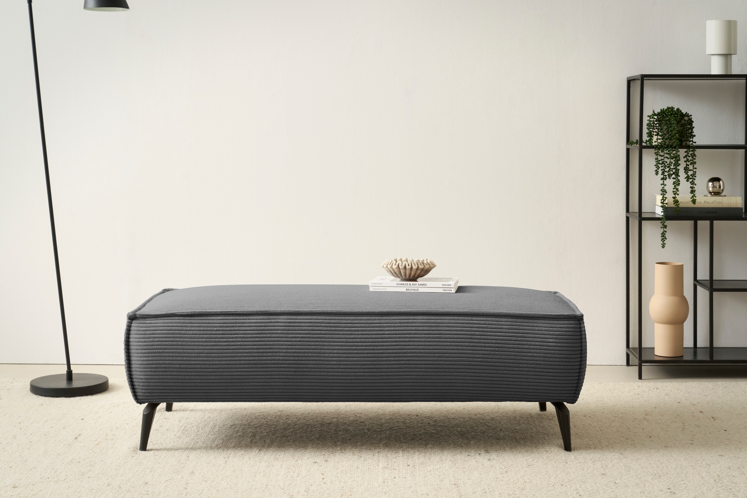 Home affaire Paysage de salon »mit Hocker, TVINNU, moderne U-Form in Cord oder Leinenoptik« Recamiere rechts/links, stellbar zum Schlafsofa (Krokodilverbinder)