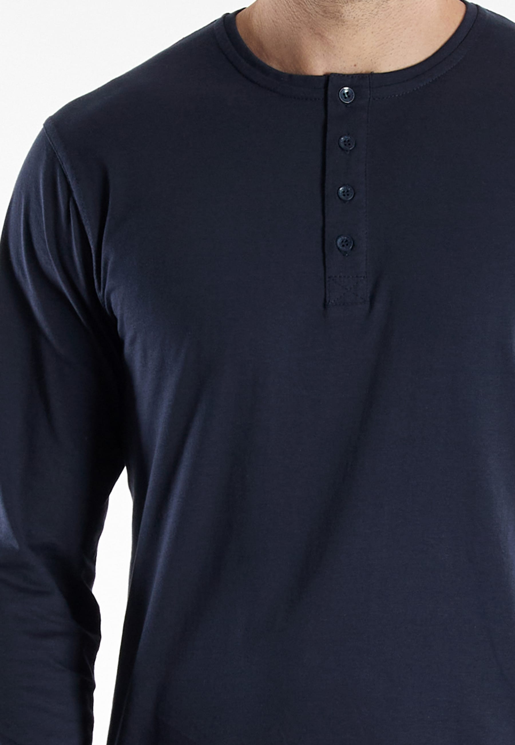 TOM TAILOR T-shirt à manches longues »Cansas« mit Knopfleiste, Rundhalsausschnitt, Langarm, basic, bequem, elastisch