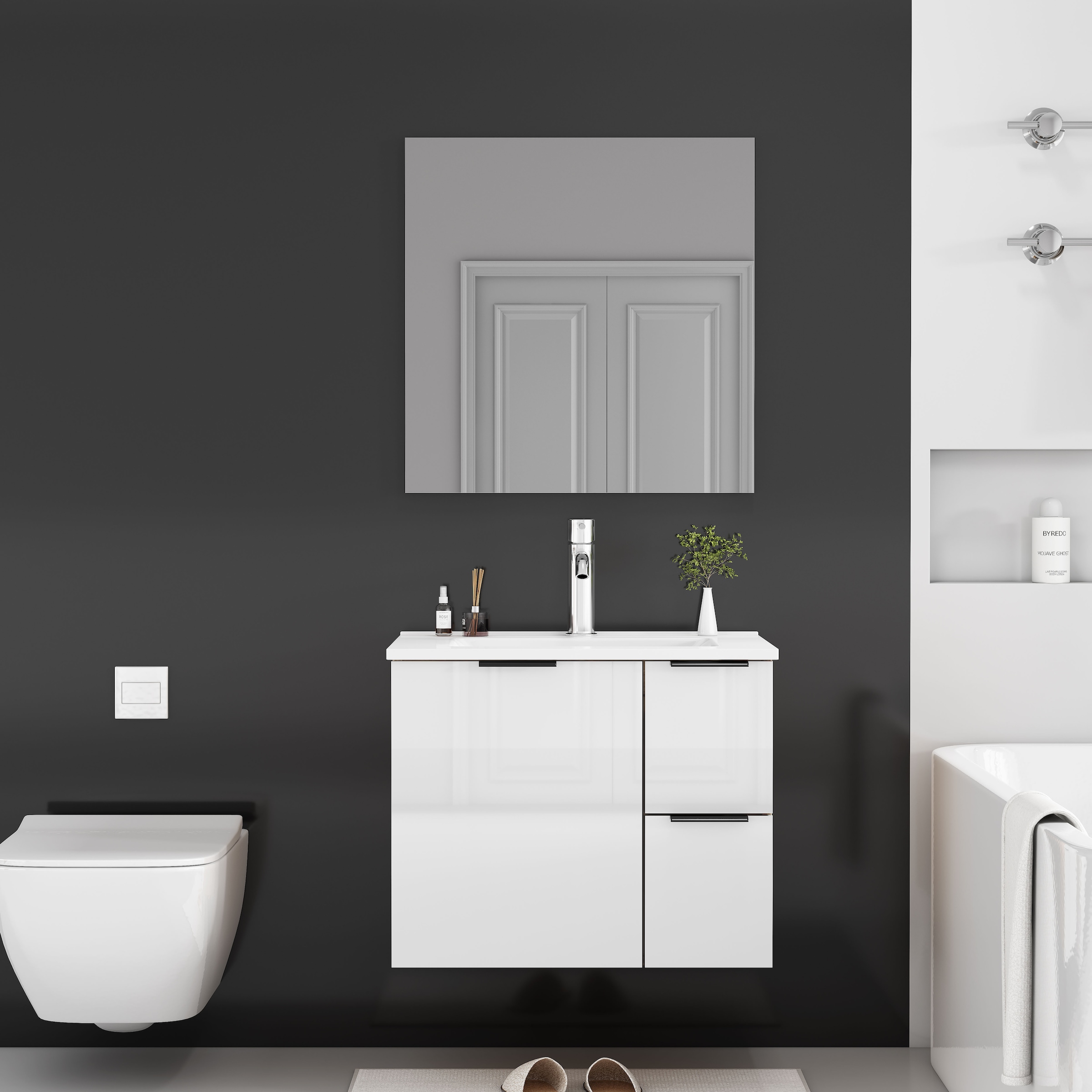 GOODproduct Waschtisch »Picante« inkl. Keramikbecken, 60 und 80 cm, 1Tür + 2 Schubladen, wandhängend