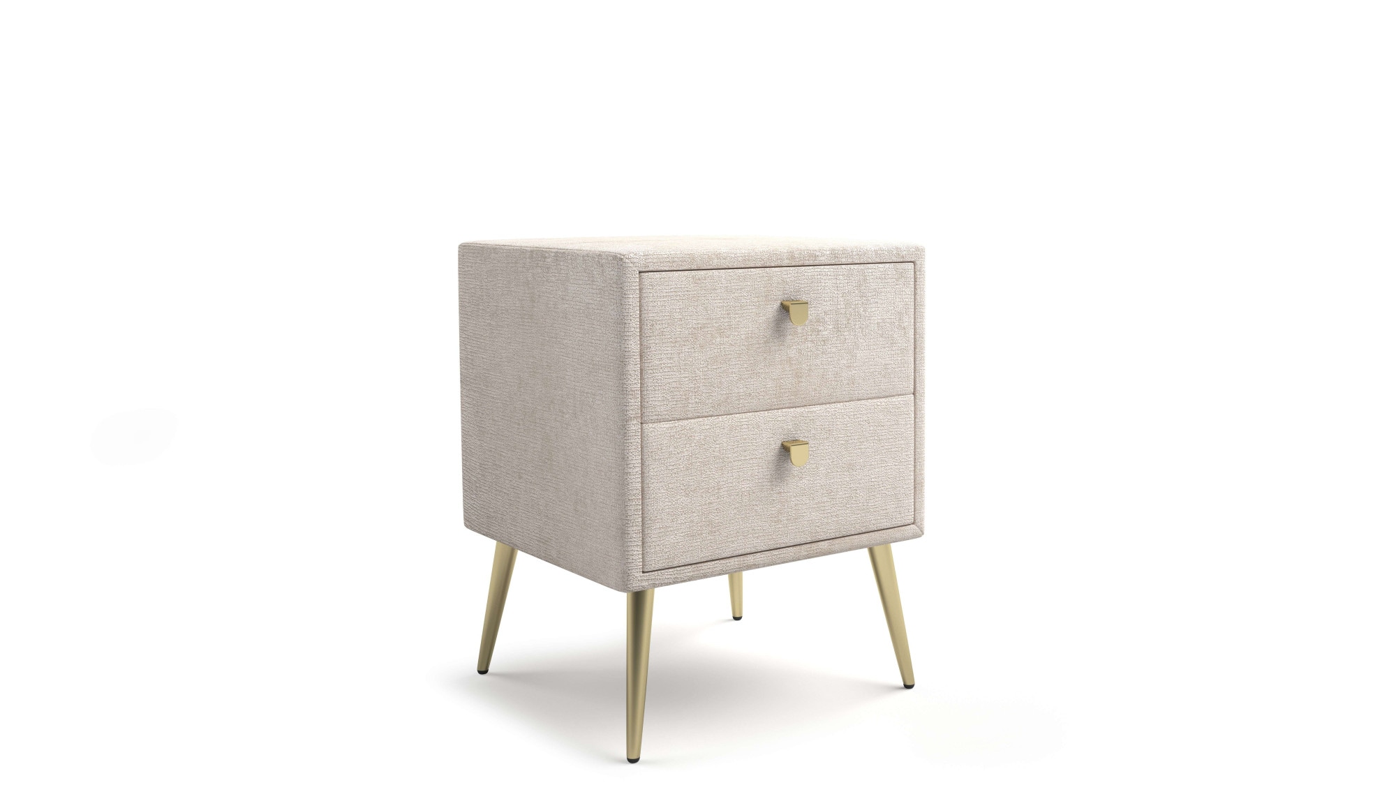 Home affaire Table de nuit »MOIVRE Polster-Nachtkommode wahlweise mit 2 Schubladen oder Fächer« Nako auf goldenen Beinen, Masse B/T/H: 41/40,5/53,5cm, passend zum Bett