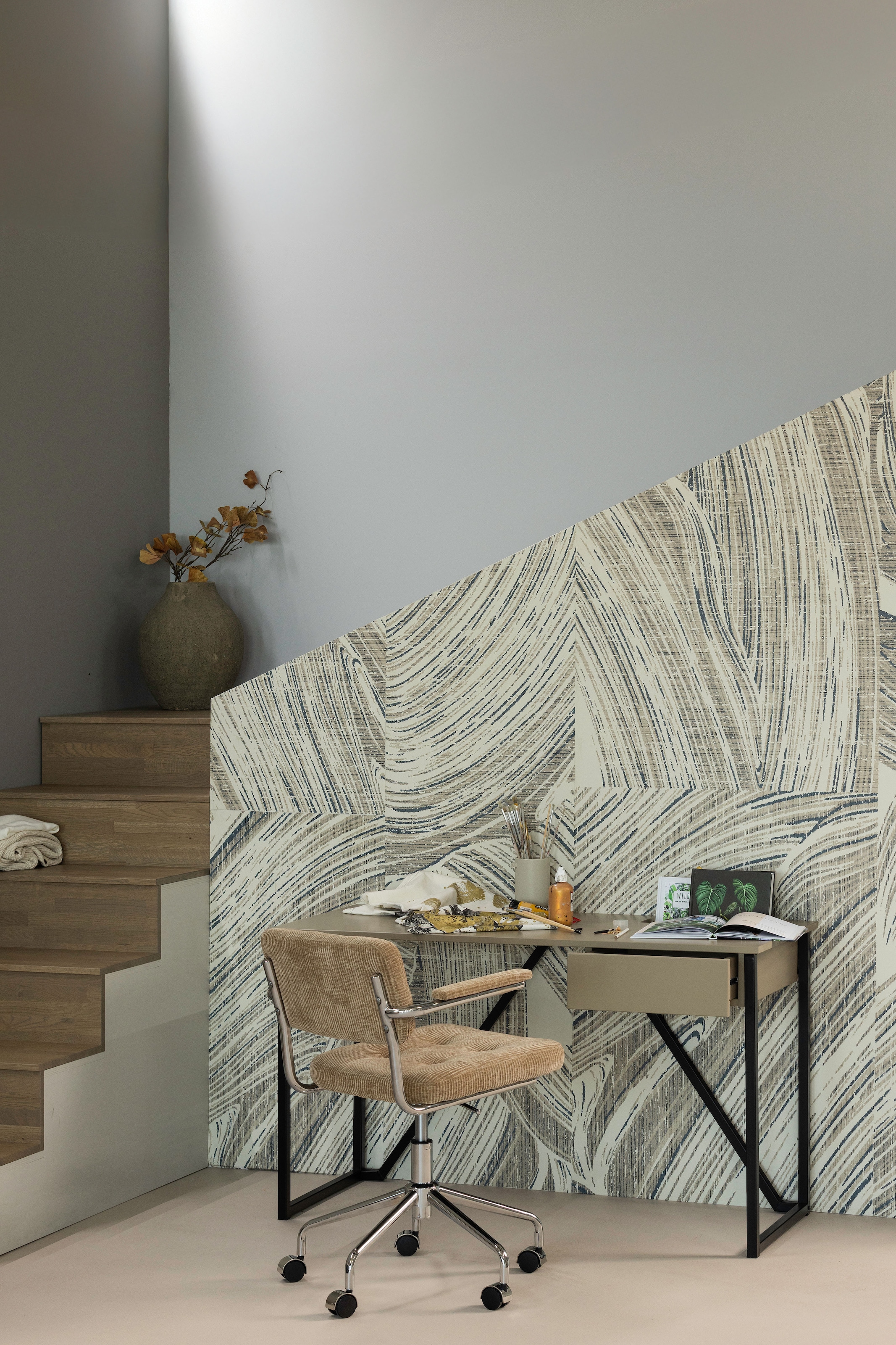 WOOOD Chaise pivotante »Kova mit Rippenstoff-Bezug höhenverstellbar, B 54 x T 60 x H 87 cm« () Pivotant, haute résistance à l'usure, capacité de charge 125 kg