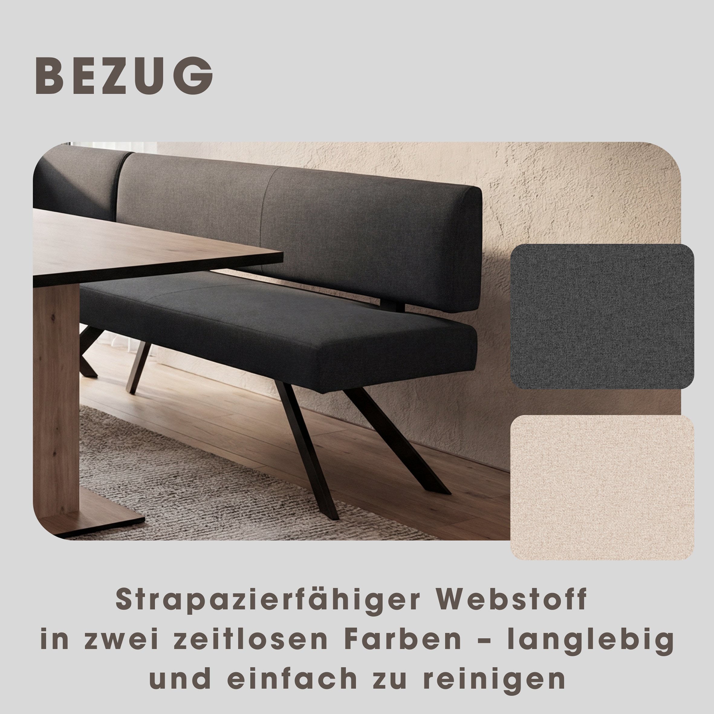 byLIVING Banc d'angle »TORONTO« Webstoff, bis 160 kg, Taschenfederkern, 4-Fussgestell, 3 Sitzplätze