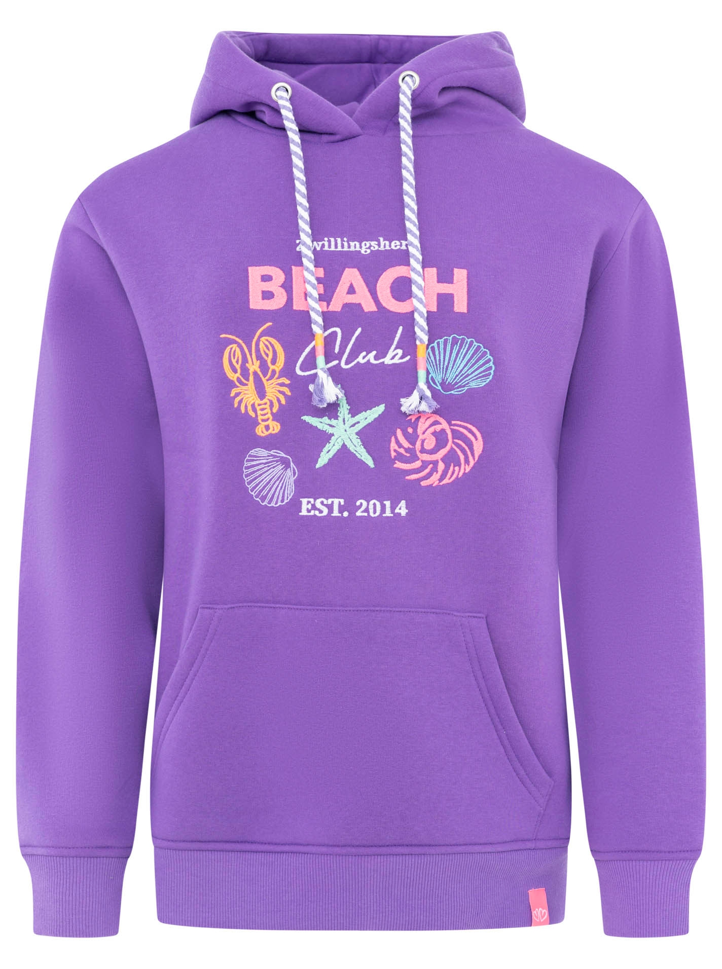 Zwillingsherz Hoodie »"Beach Club"«, motif coquillage, capuche avec cordon coloré, poche kangourou
