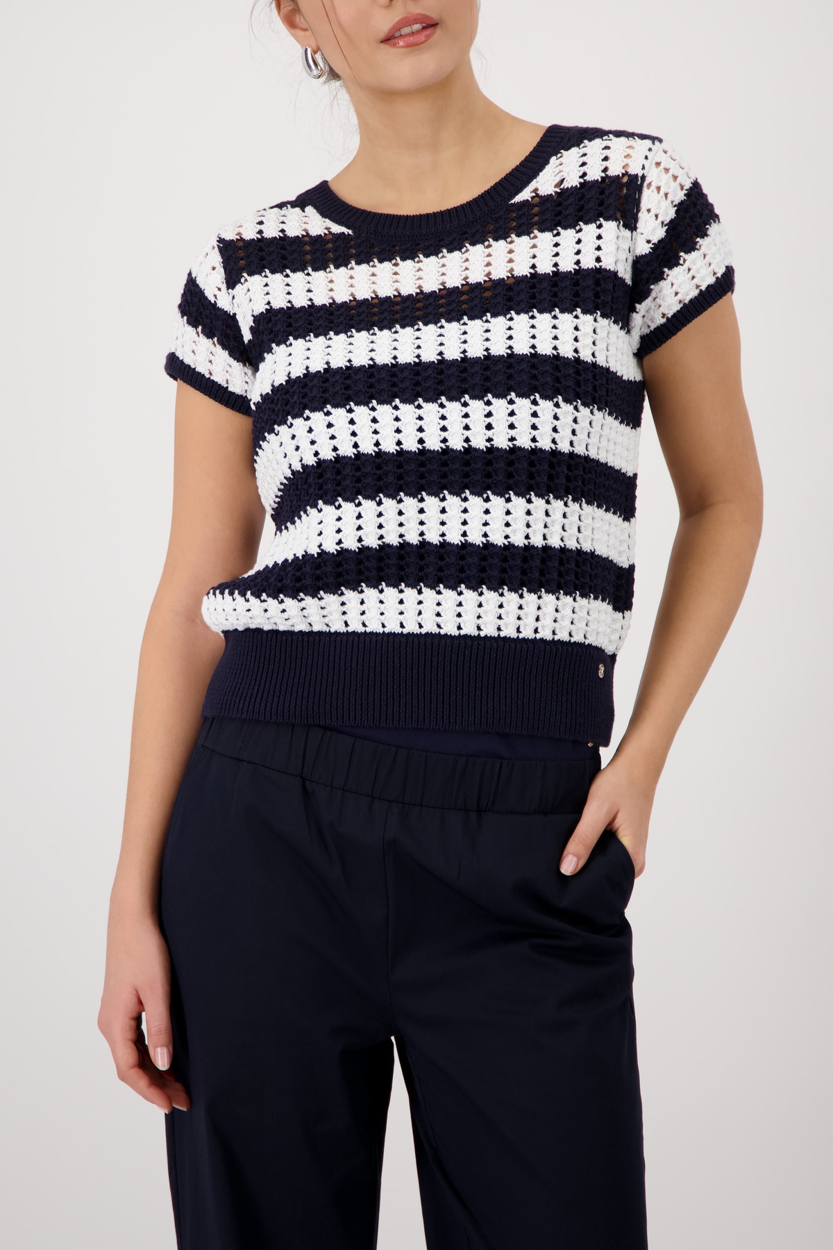Monari Pull en tricot Regular fit avec motif ajouré