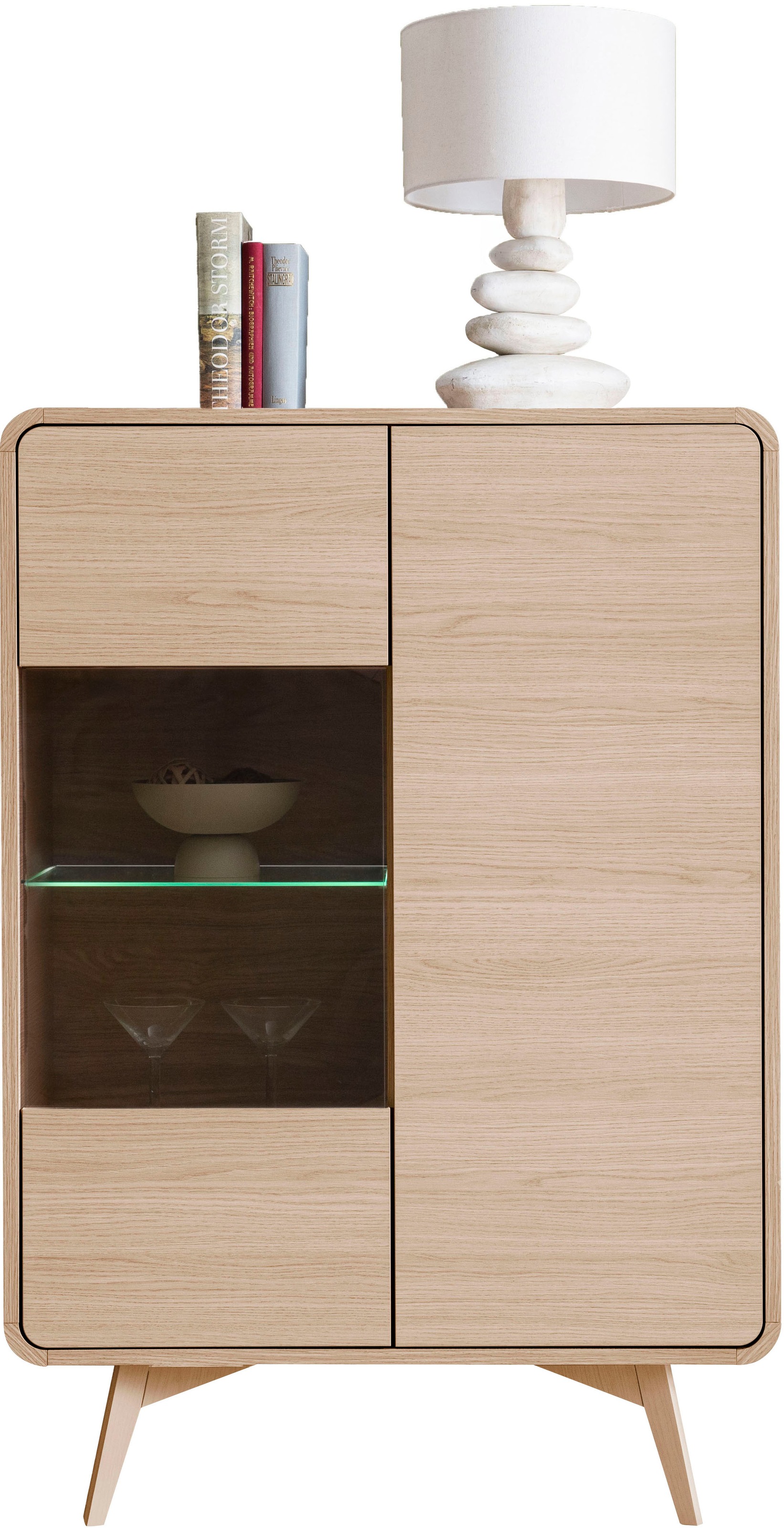 Home affaire Vitrines »Torsby, moderne Glasvitrine, Stauraumelement, Schrank« abgerundete Ecken, ausreichend Stauraum, vielseitig einsetzbar